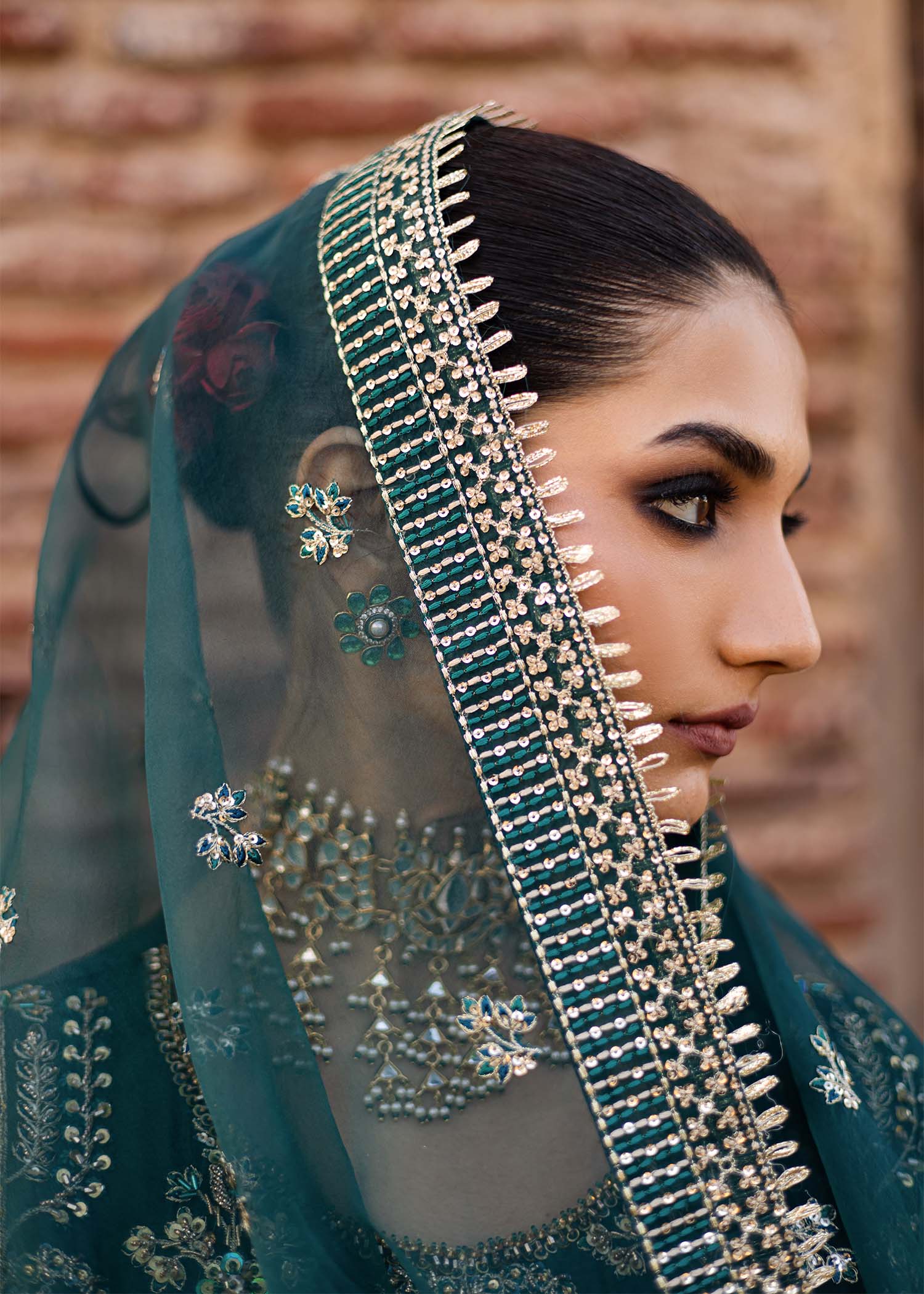 Women Wearing Nazgul Teal Long Shirt For Luxury Formals Events - Pakistani Designer Wear For Women In UK | Kifat