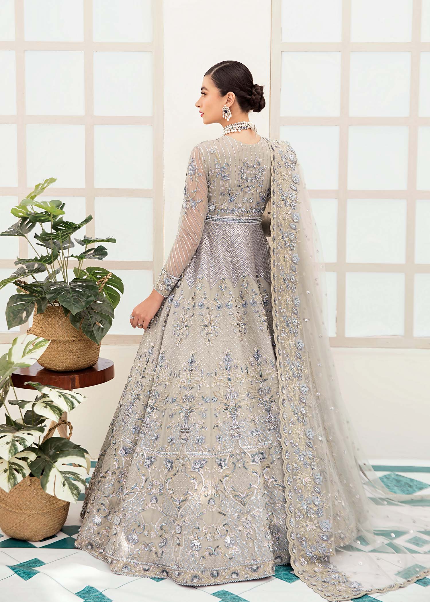 Women Wearing Hanzel Silver Lehnga For Bridals Events - Pakistani Designer Wear For Women In UK | Kifat