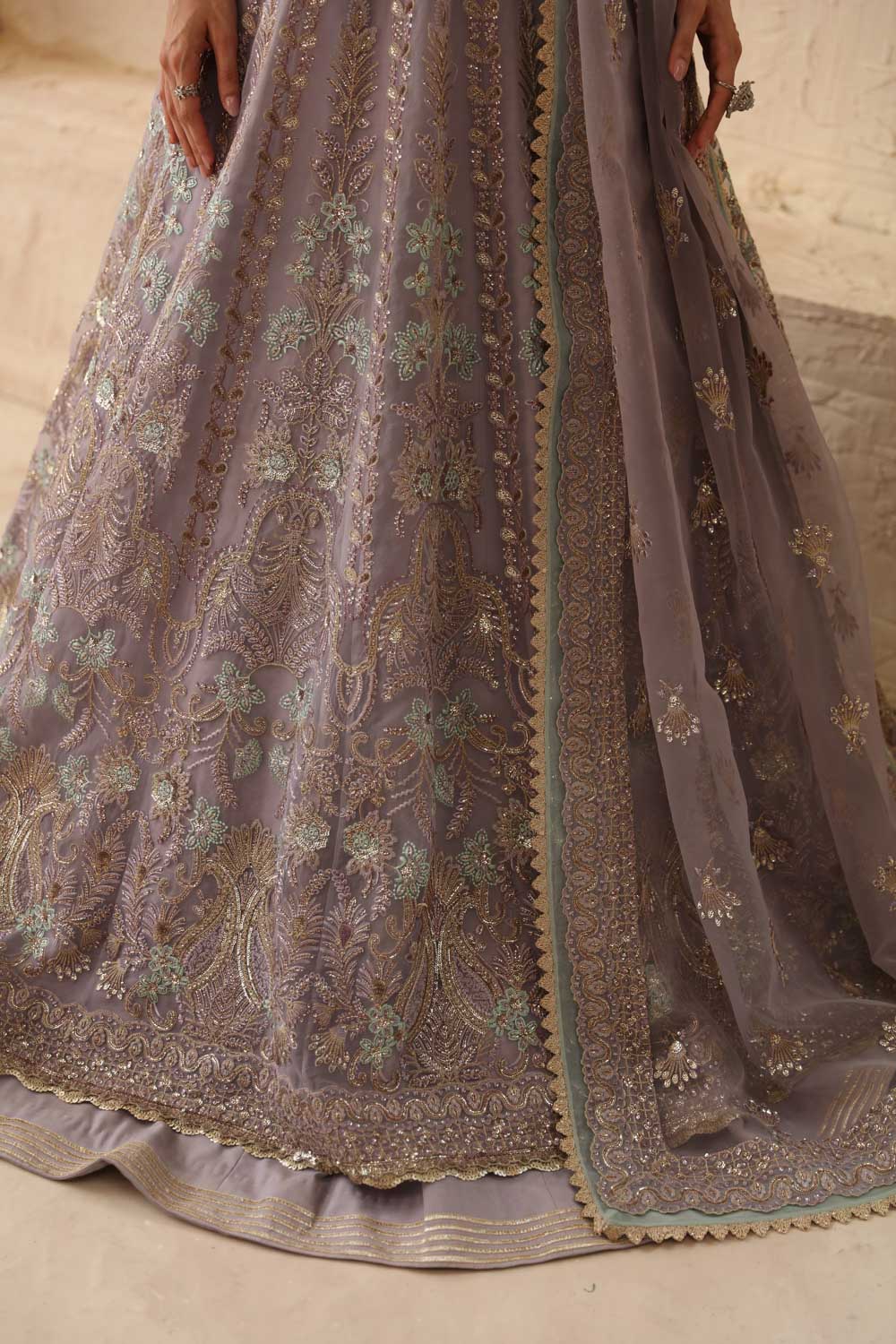 Women Wearing Lilia Lilac Grey Peshwas For Formals Events - Pakistani Designer Wear For Women In UK | Kifat