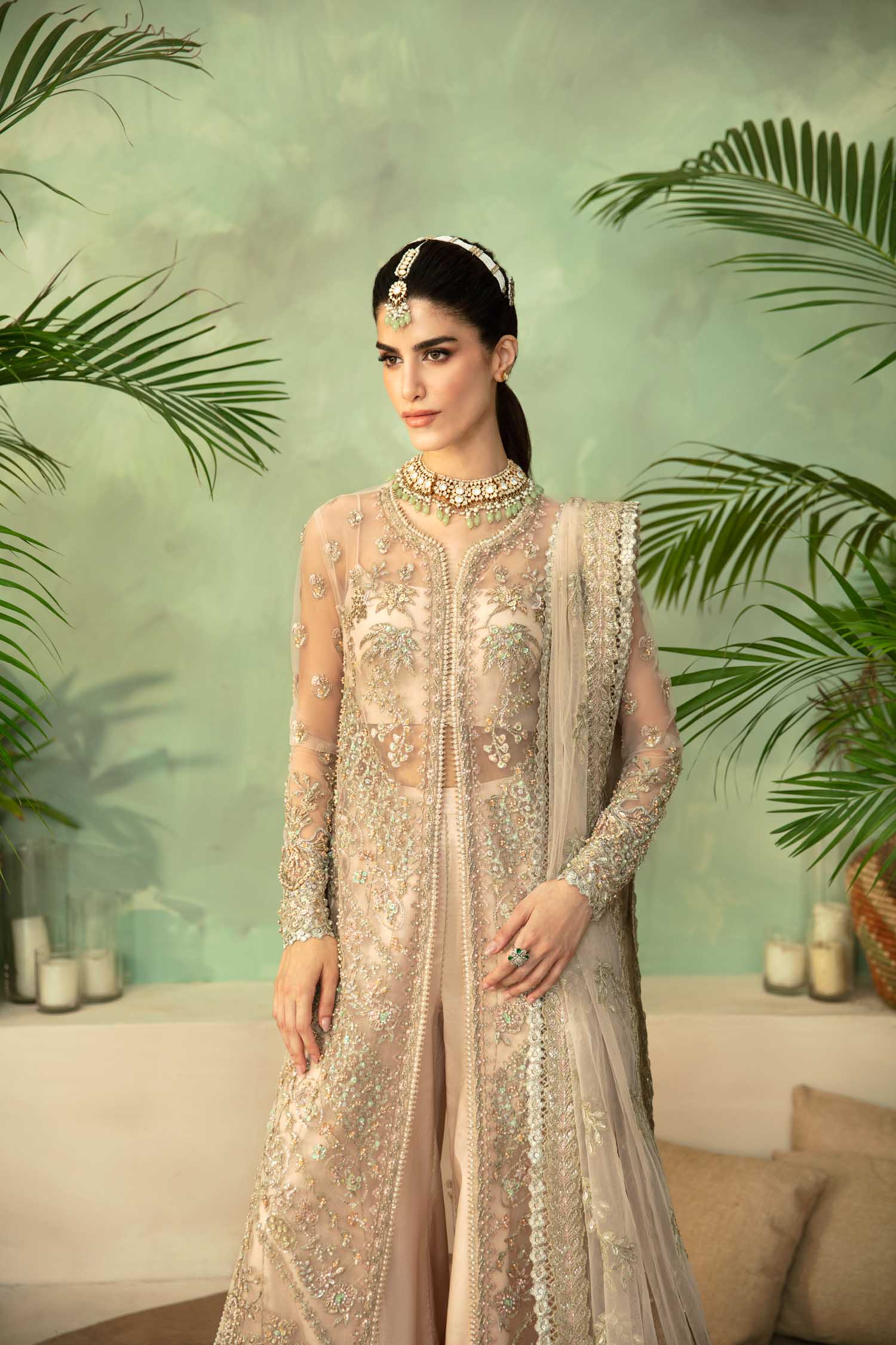 Women Wearing Imperia Cream Long Shirt For Formals Events - Pakistani Designer Wear For Women In UK | Kifat