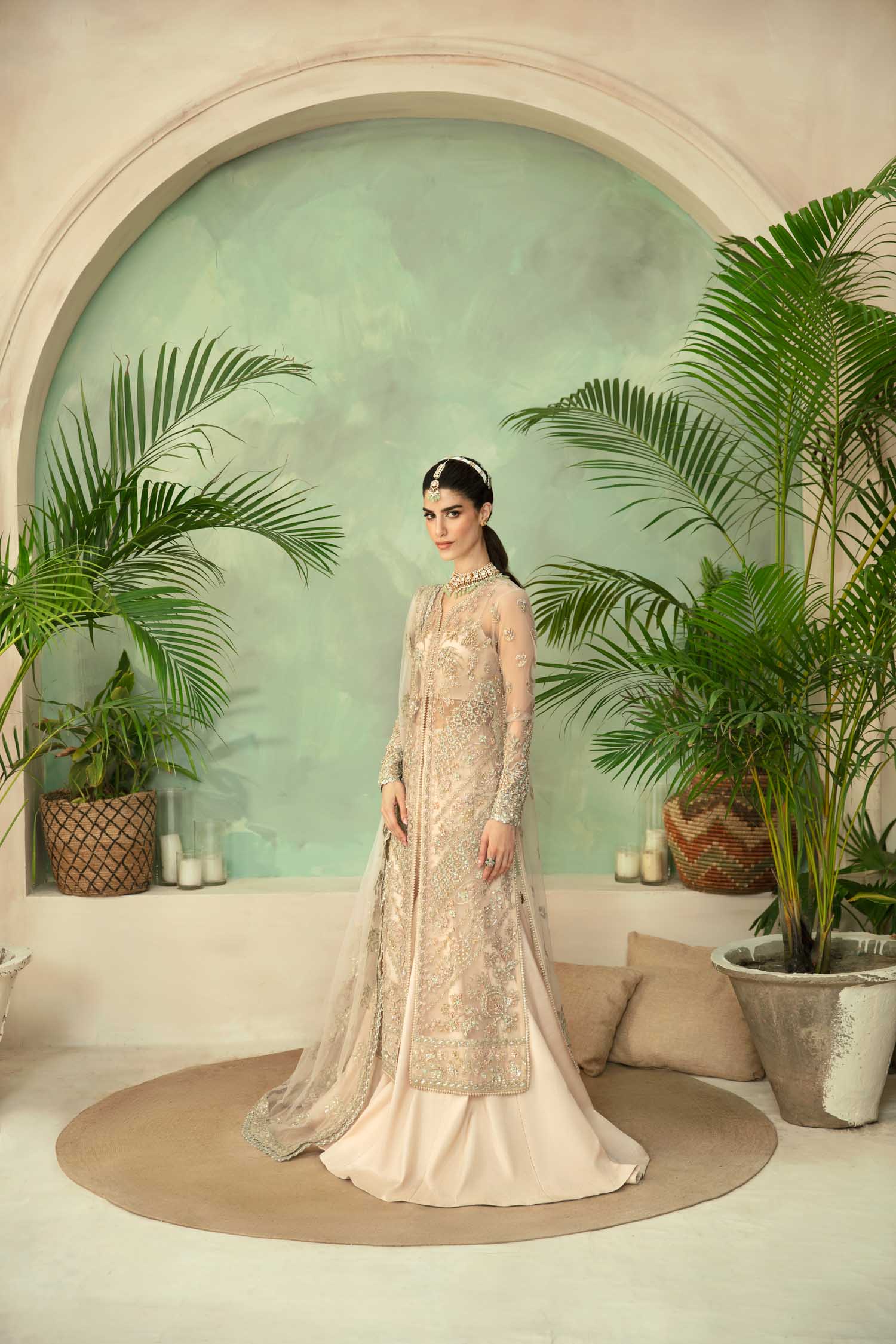 Women Wearing Imperia Cream Long Shirt For Formals Events - Pakistani Designer Wear For Women In UK | Kifat