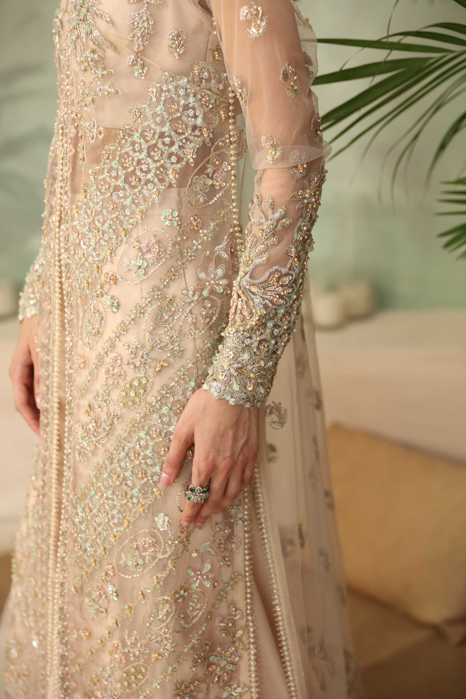Women Wearing Imperia Cream Long Shirt For Formals Events - Pakistani Designer Wear For Women In UK | Kifat