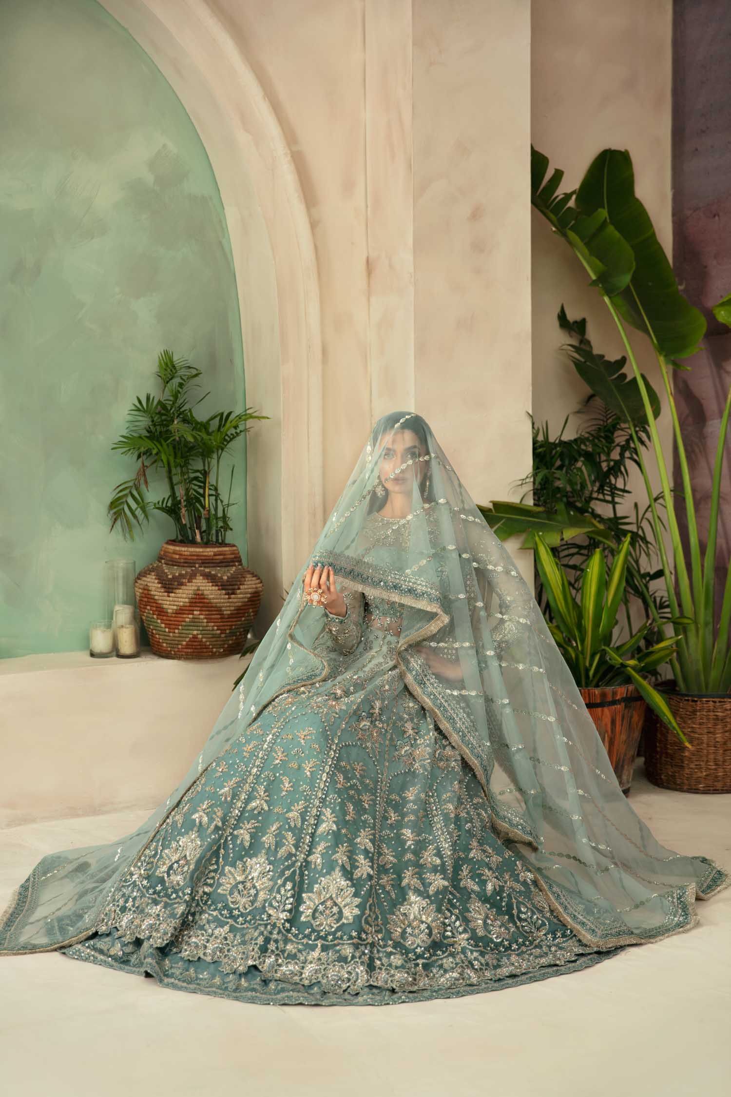 Women Wearing Frostine Mint Blue Peshwas For Formals Events - Pakistani Designer Wear For Women In UK | Kifat