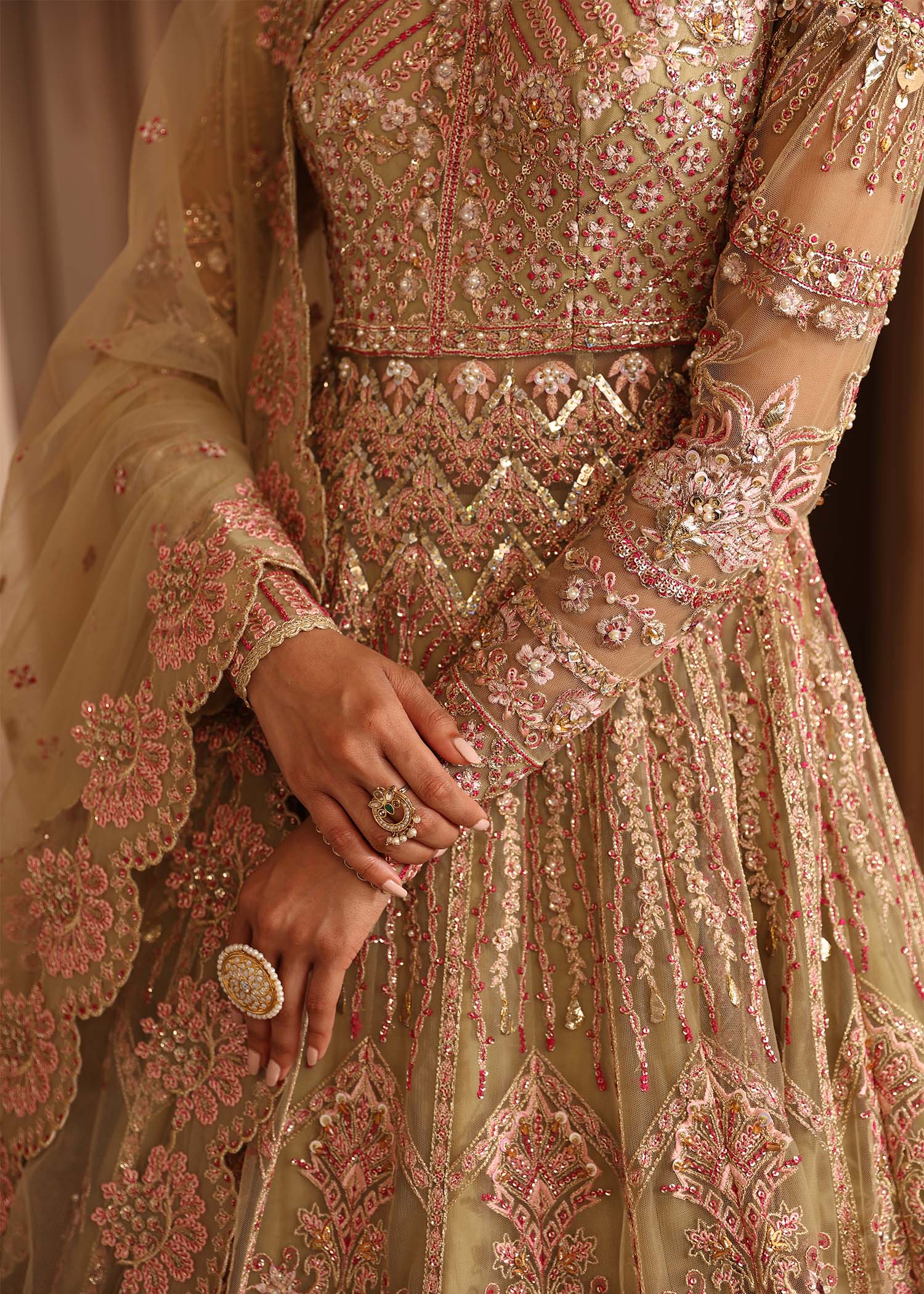 Women Wearing Vespera Light Peach Peshwas For Formals Events - Pakistani Designer Wear For Women In UK | Kifat