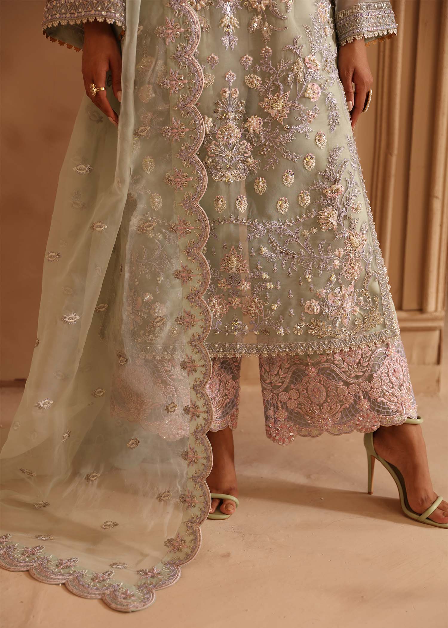 Women Wearing Isolde Pastel Long Shirt For Formals Events - Pakistani Designer Wear For Women In UK | Kifat