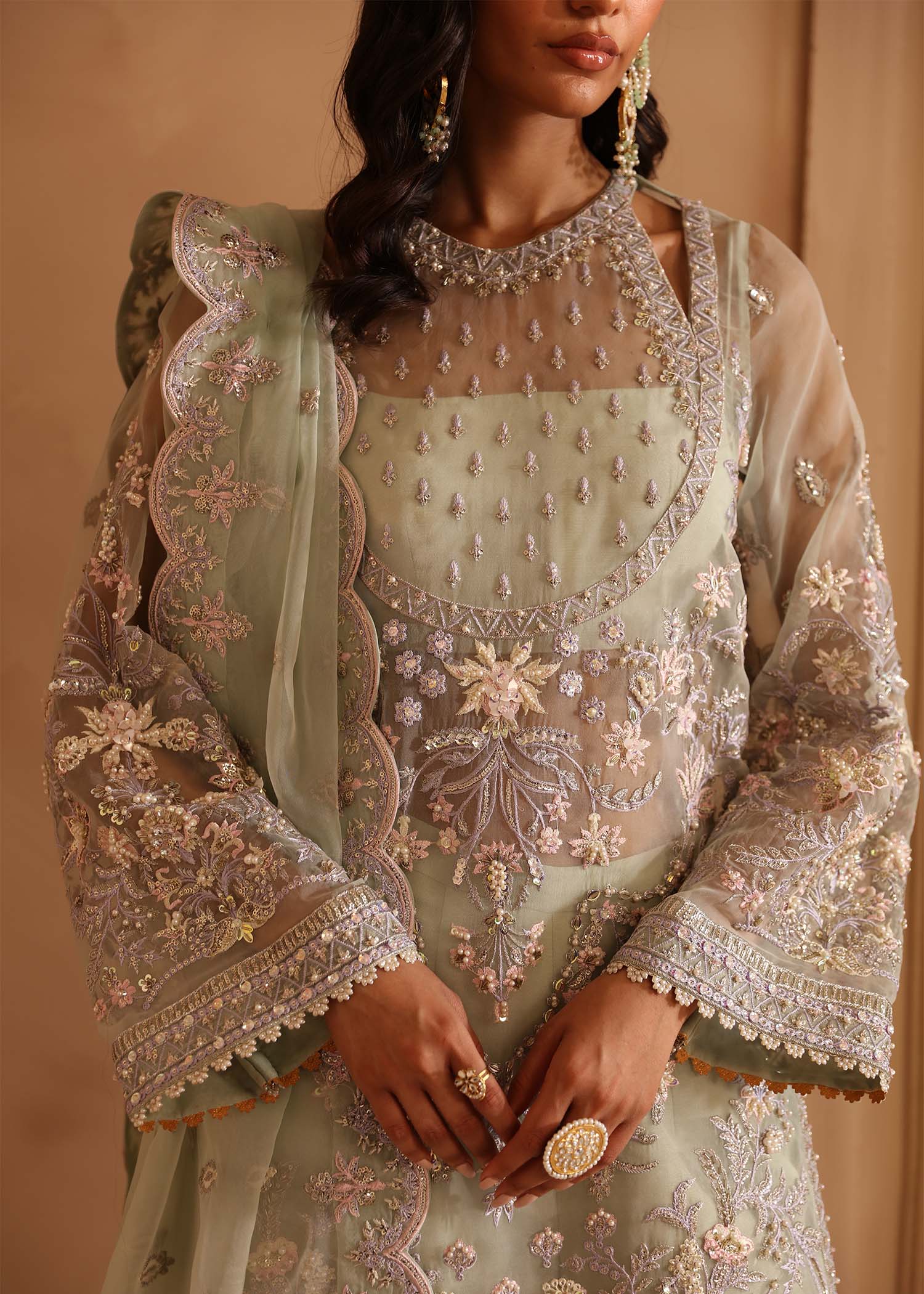 Women Wearing Isolde Pastel Long Shirt For Formals Events - Pakistani Designer Wear For Women In UK | Kifat