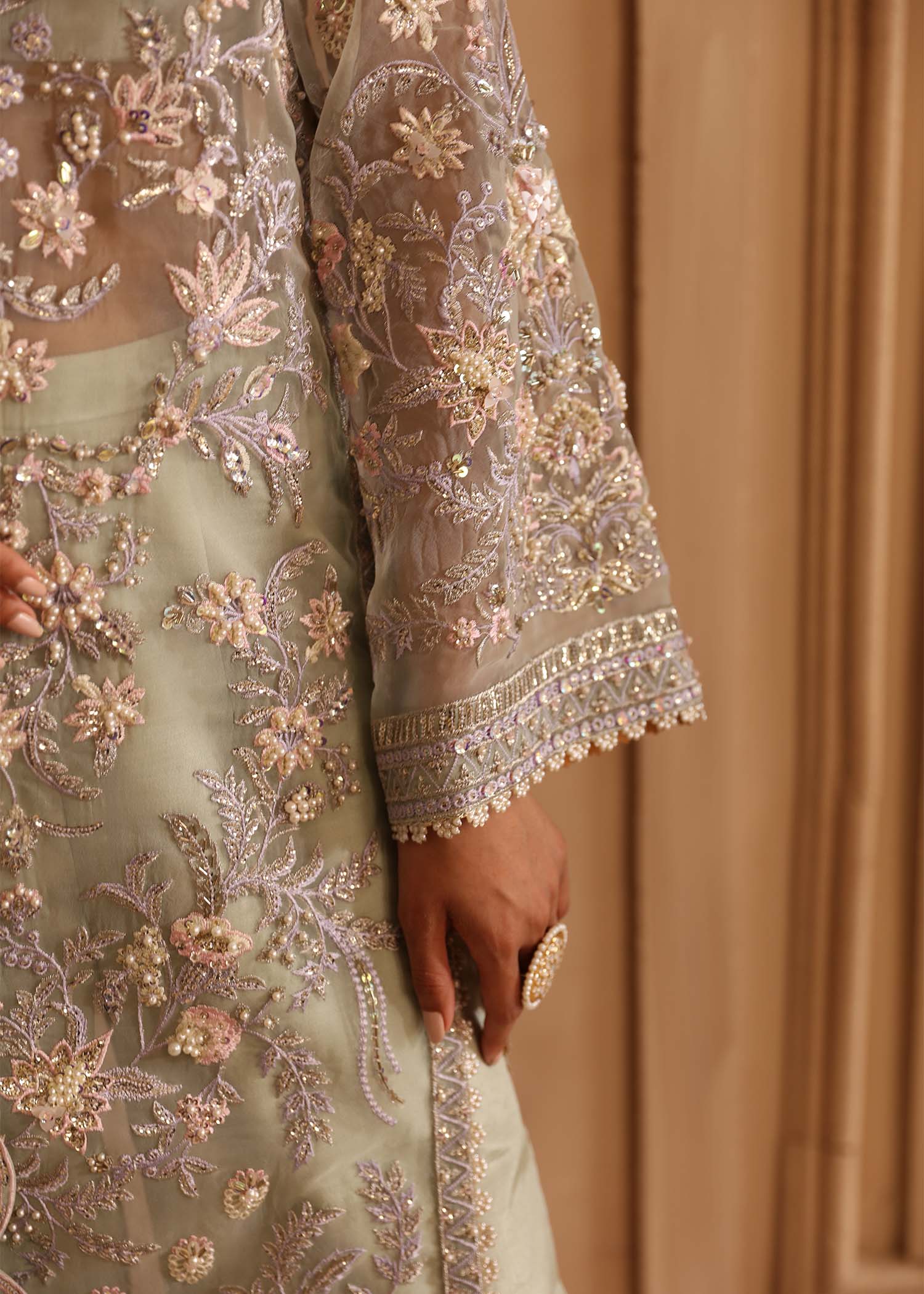 Women Wearing Isolde Pastel Long Shirt For Formals Events - Pakistani Designer Wear For Women In UK | Kifat