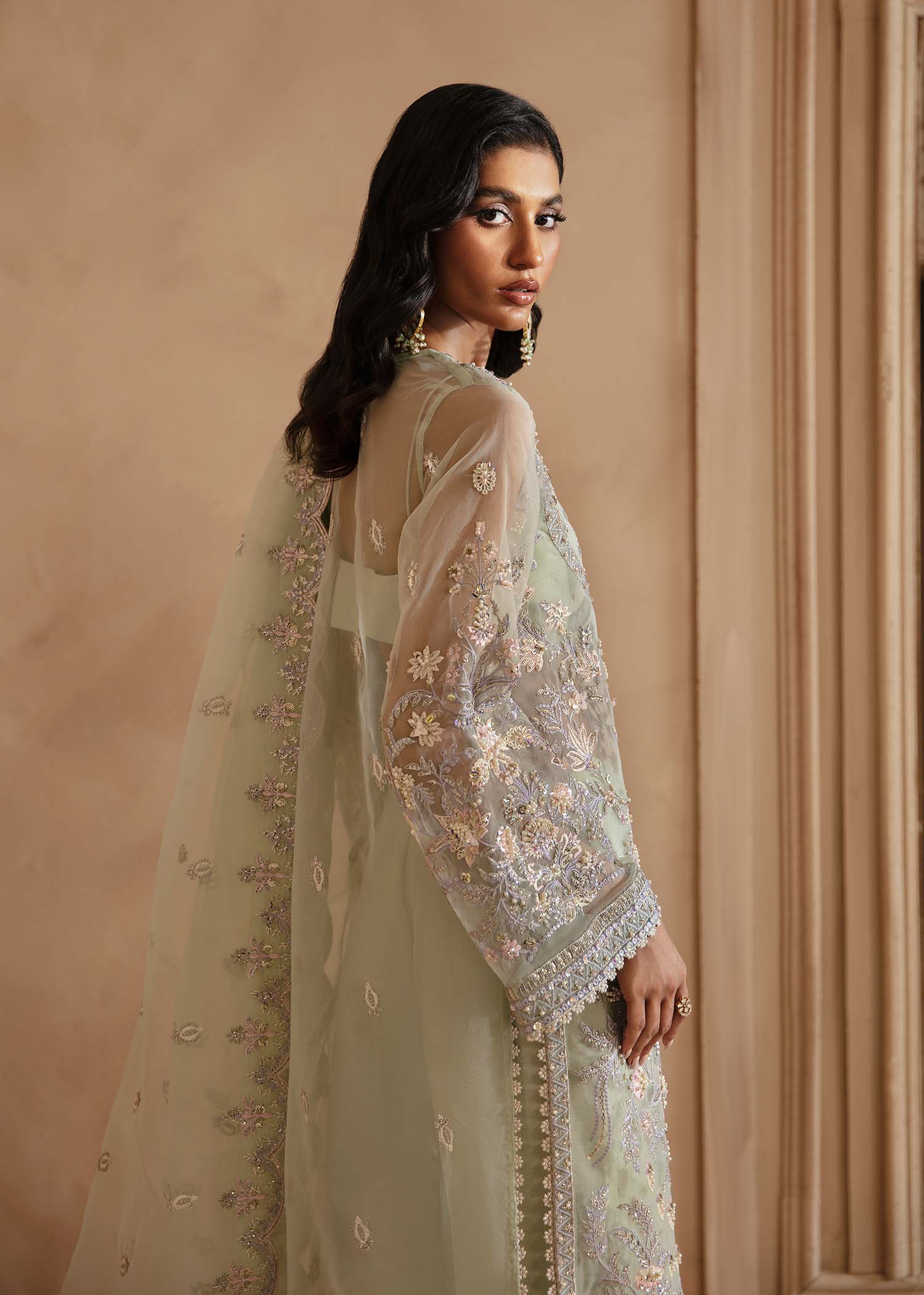Women Wearing Isolde Pastel Long Shirt For Formals Events - Pakistani Designer Wear For Women In UK | Kifat