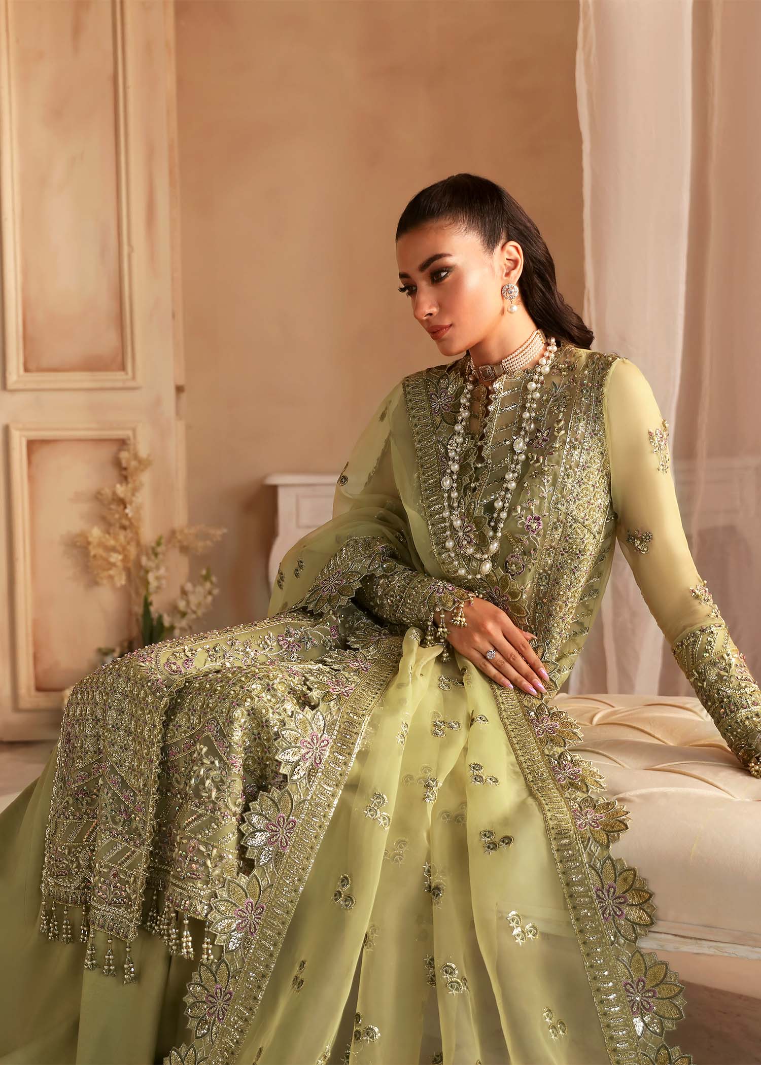 Women Wearing Seren Mint Long Shirt For Formals Events - Pakistani Designer Wear For Women In UK | Kifat