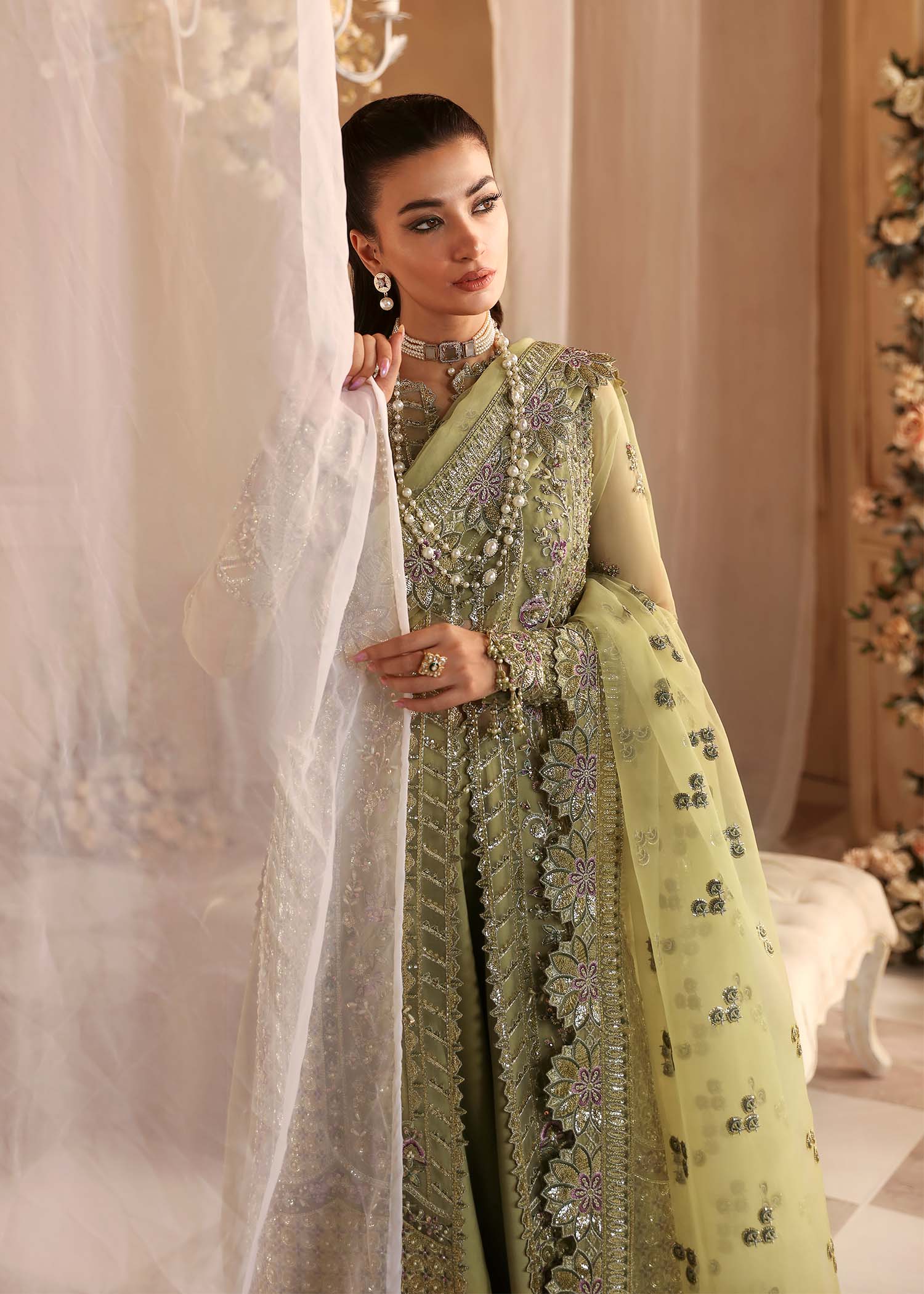 Women Wearing Seren Mint Long Shirt For Formals Events - Pakistani Designer Wear For Women In UK | Kifat