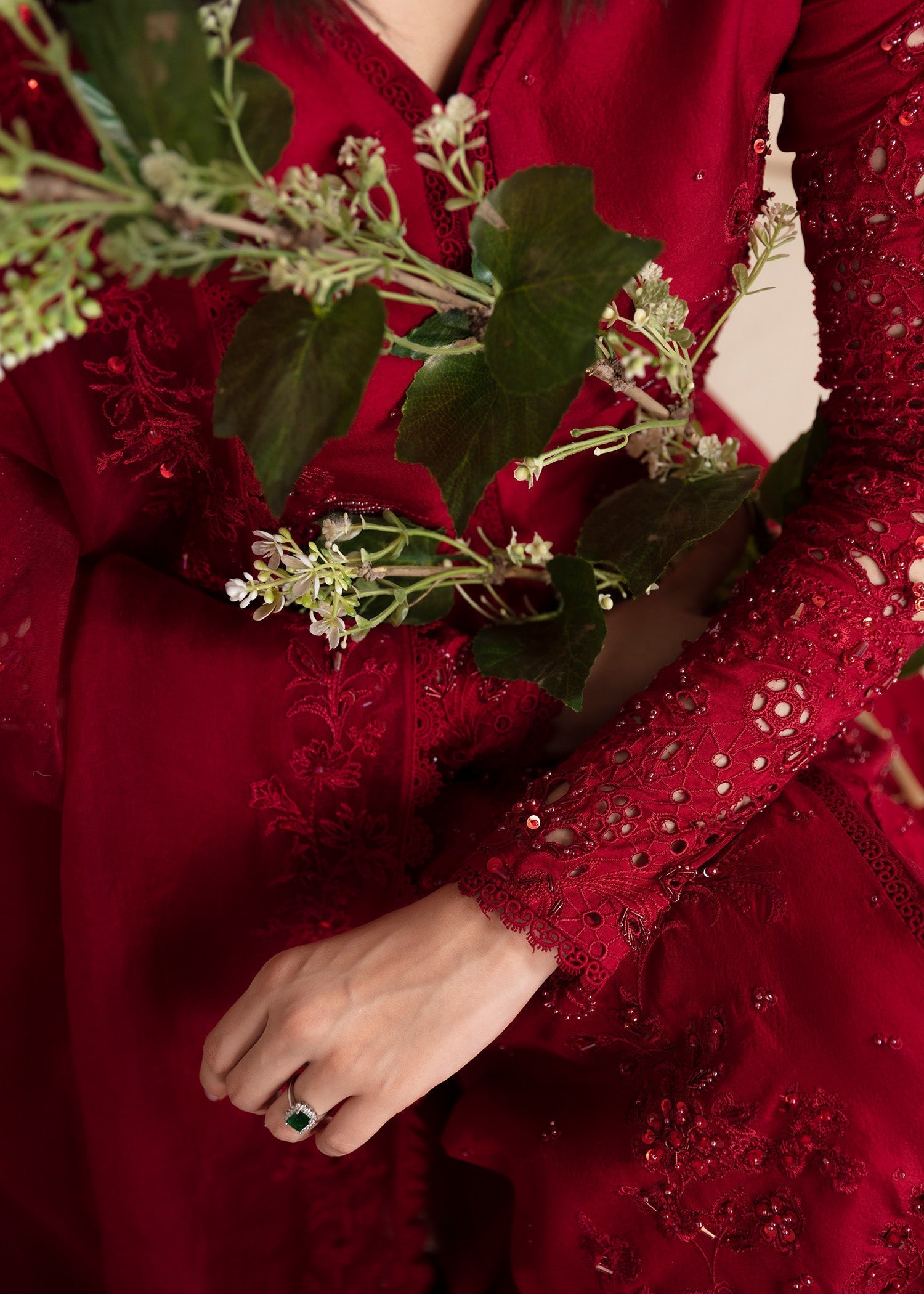 Kanwal Malik Maroon shirt with flared pants for Luxury Wedding wear - Pakistani Designer Wear for Women in UK | Kifat