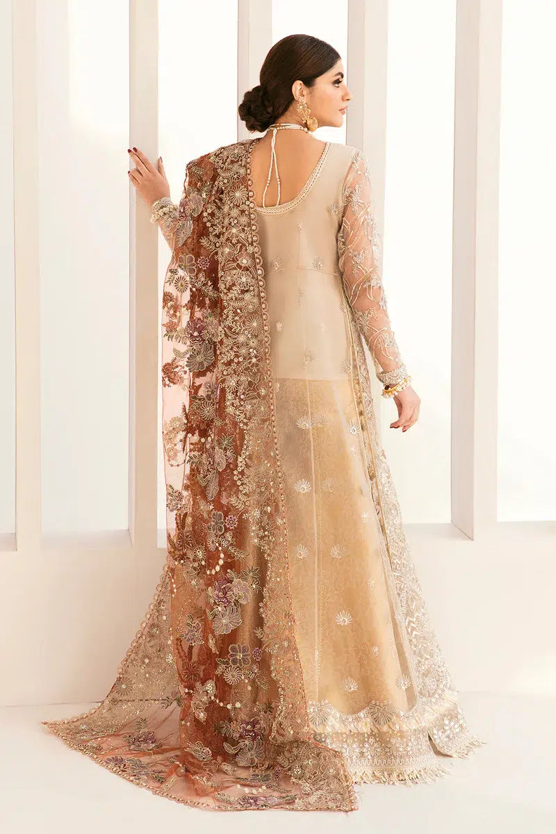 Baroque CH11-03 Ivory Long Shirt,Slit Maxi for Formal Events - Pakistani Designer Wear for Women in UK | Kifat
