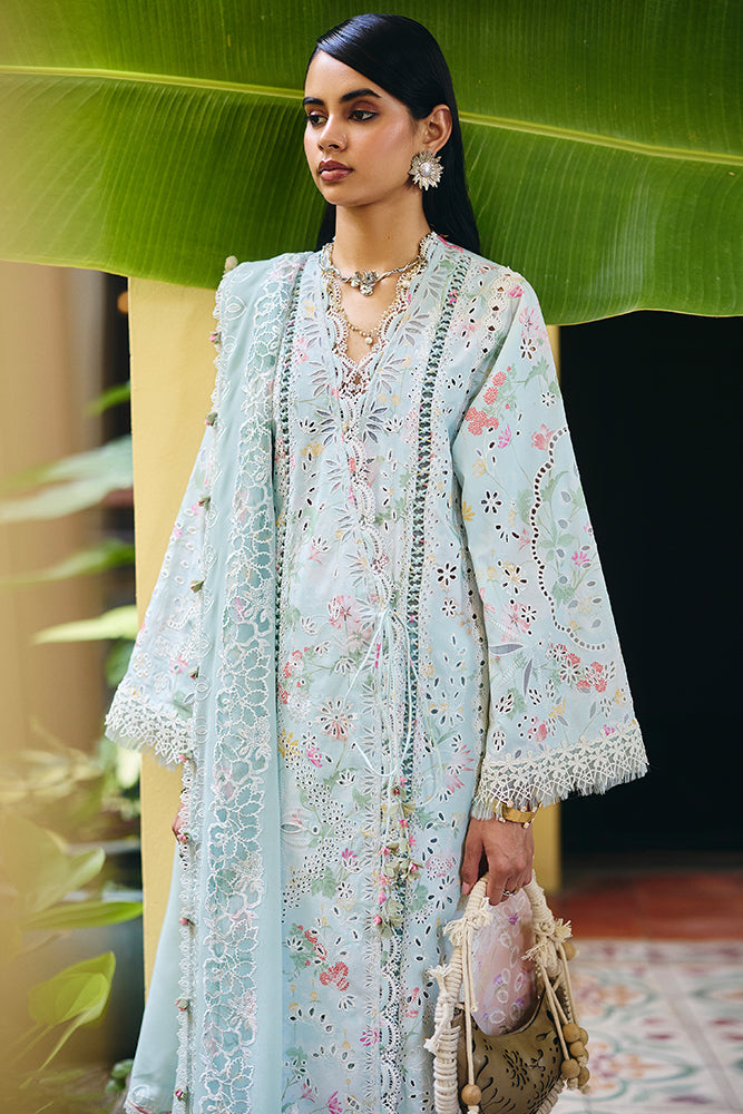 Women Wearing  REEVA Aqua Long Shirt with Pants for Festive Events - Pakistani Designer Wear for Women in UK | Kifat