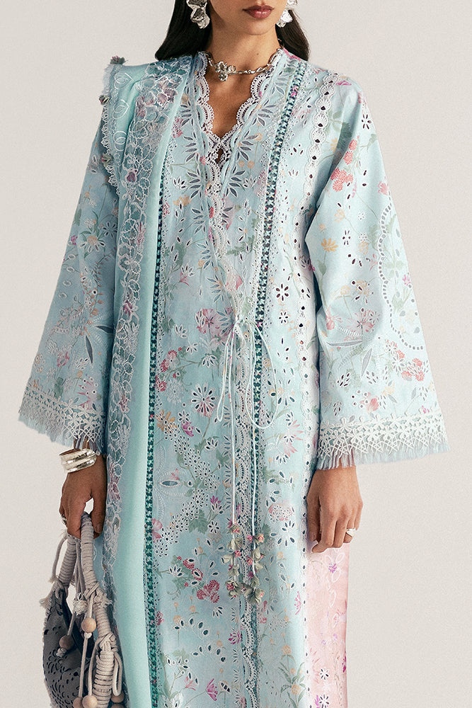 Women Wearing  REEVA Aqua Long Shirt with Pants for Festive Events - Pakistani Designer Wear for Women in UK | Kifat