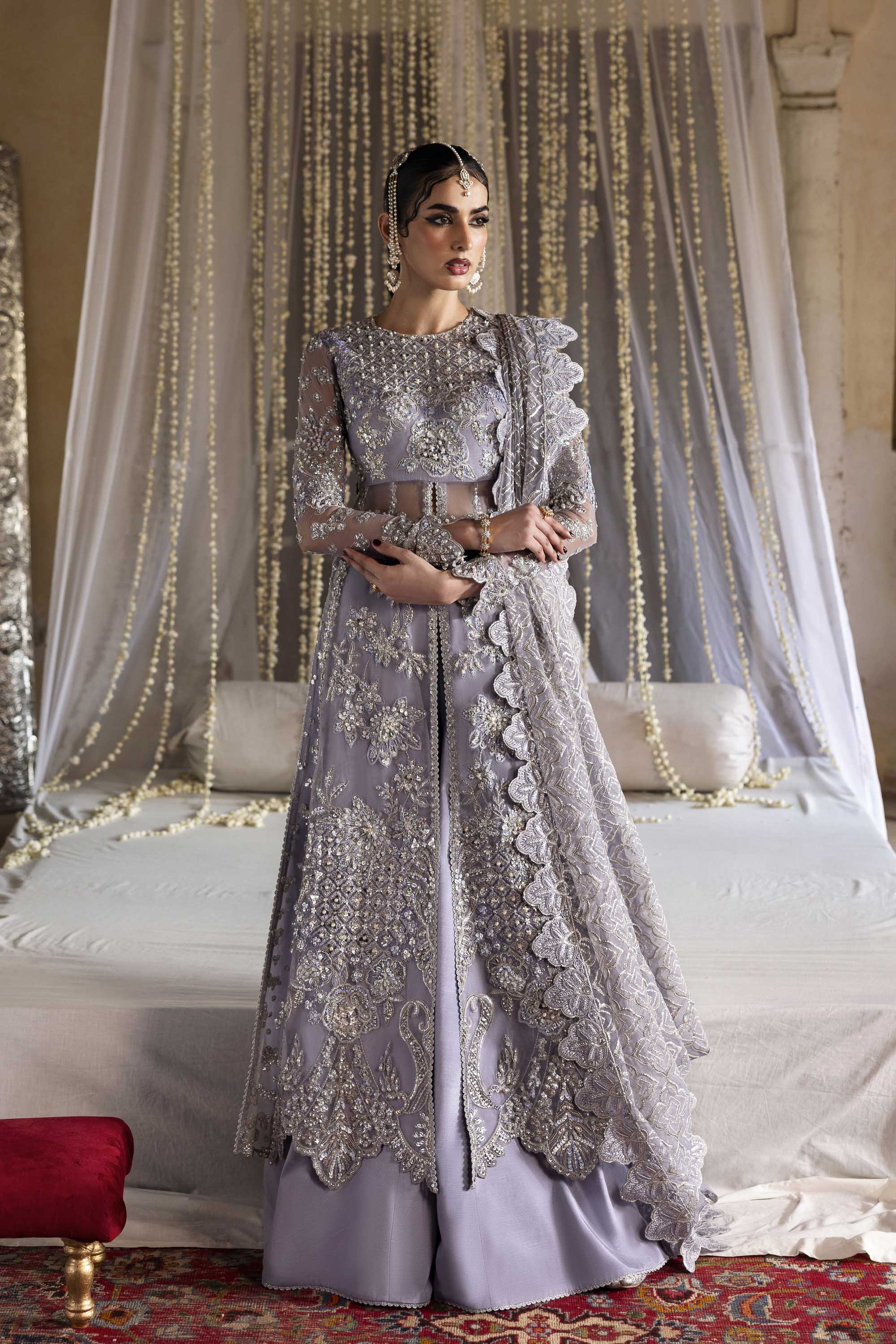 Women Wearing Yashm Lilac Front Open Shirt For Formals Events - Pakistani Designer Wear For Women In UK | Kifat