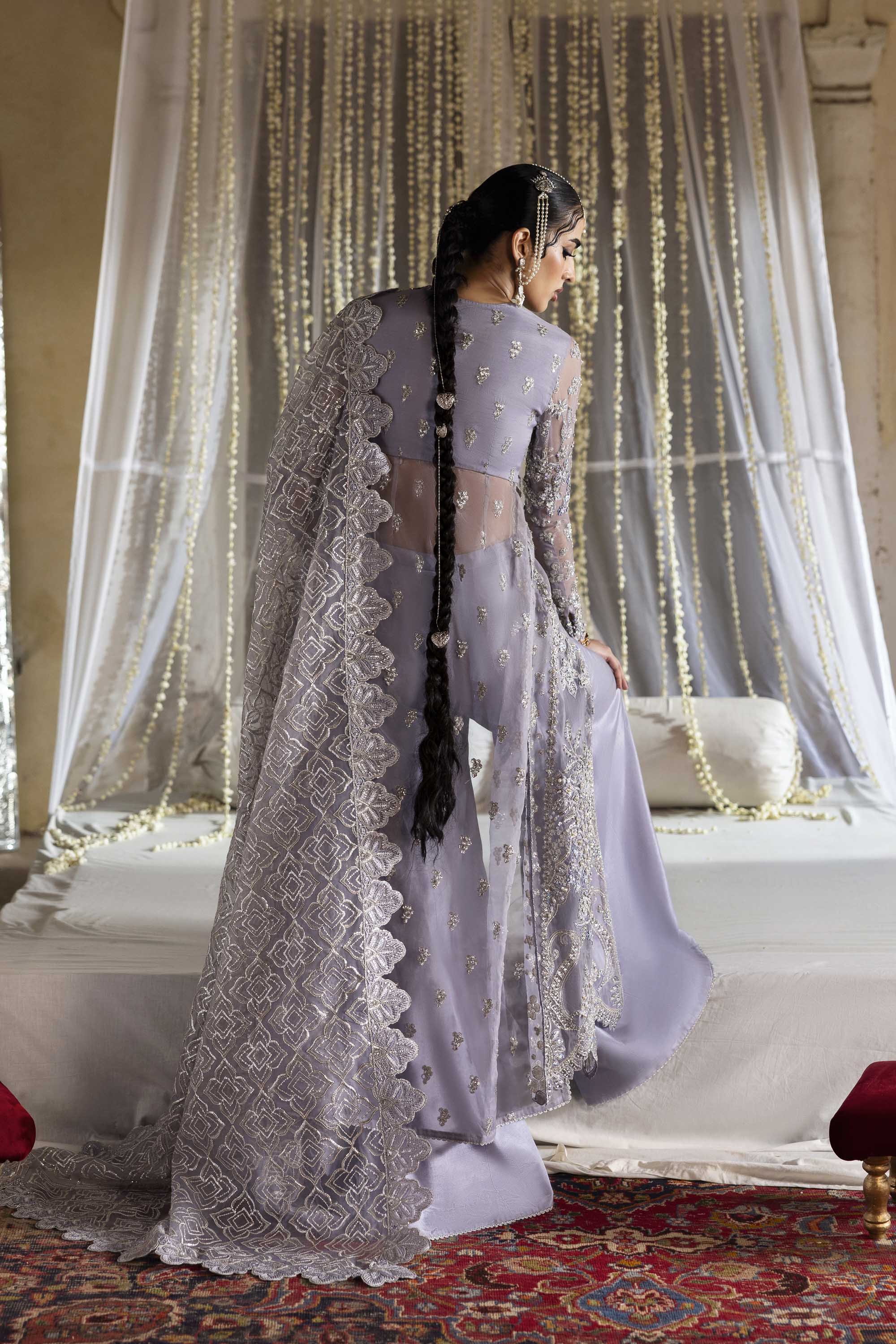 Women Wearing Yashm Lilac Front Open Shirt For Formals Events - Pakistani Designer Wear For Women In UK | Kifat
