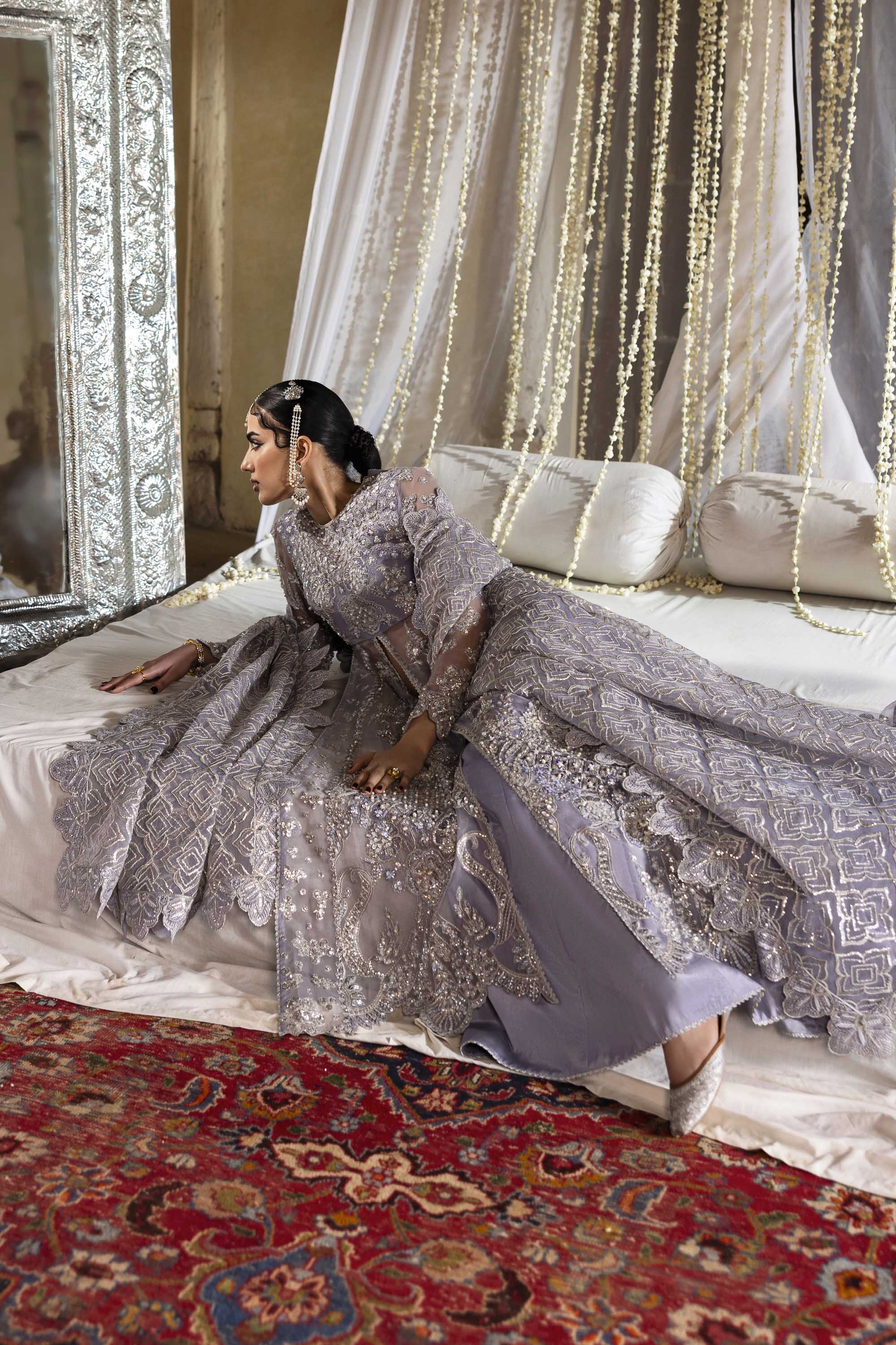 Women Wearing Yashm Lilac Front Open Shirt For Formals Events - Pakistani Designer Wear For Women In UK | Kifat