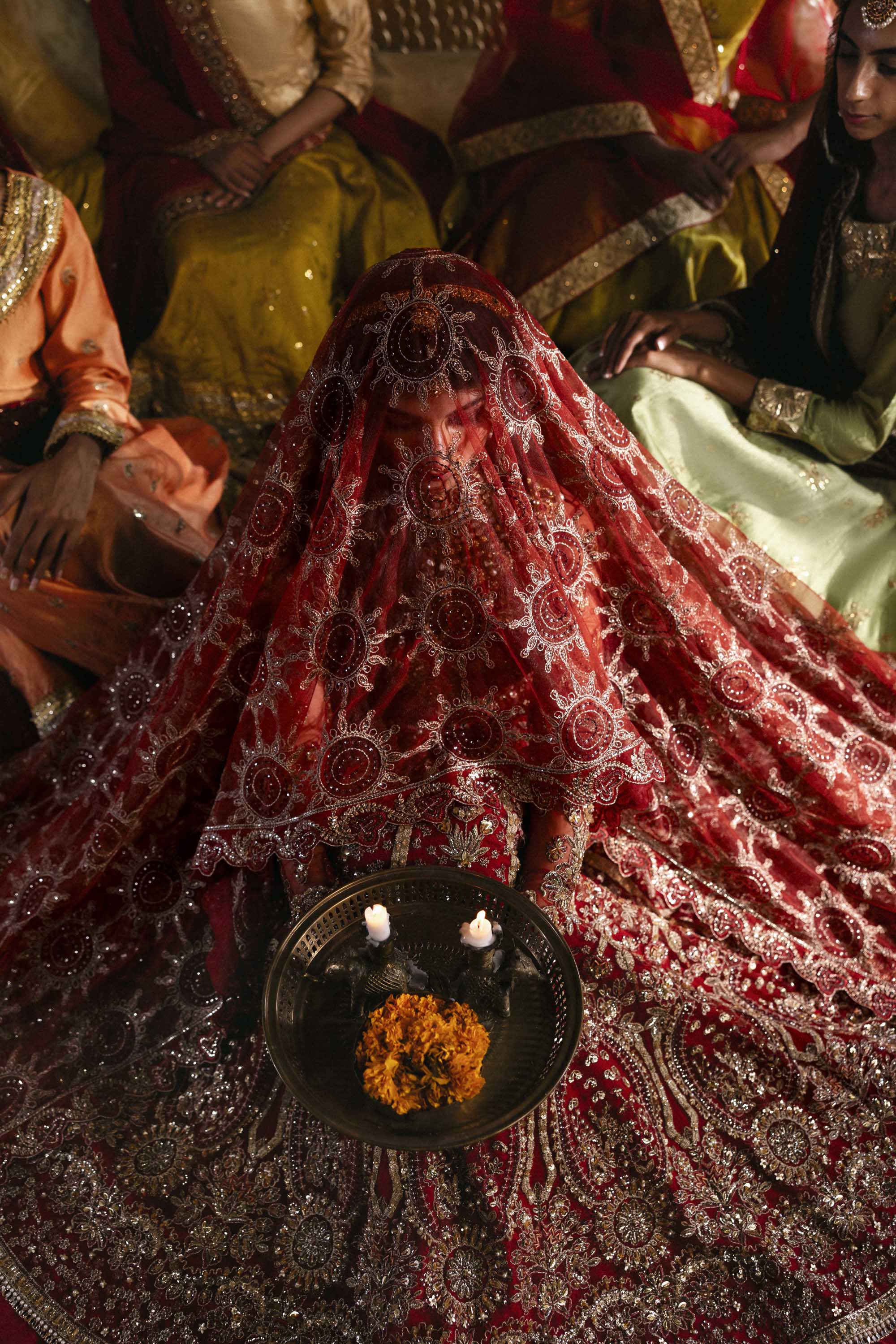 Women Wearing Marjaan Orange Peshwas For Formals Events - Pakistani Designer Wear For Women In UK | Kifat
