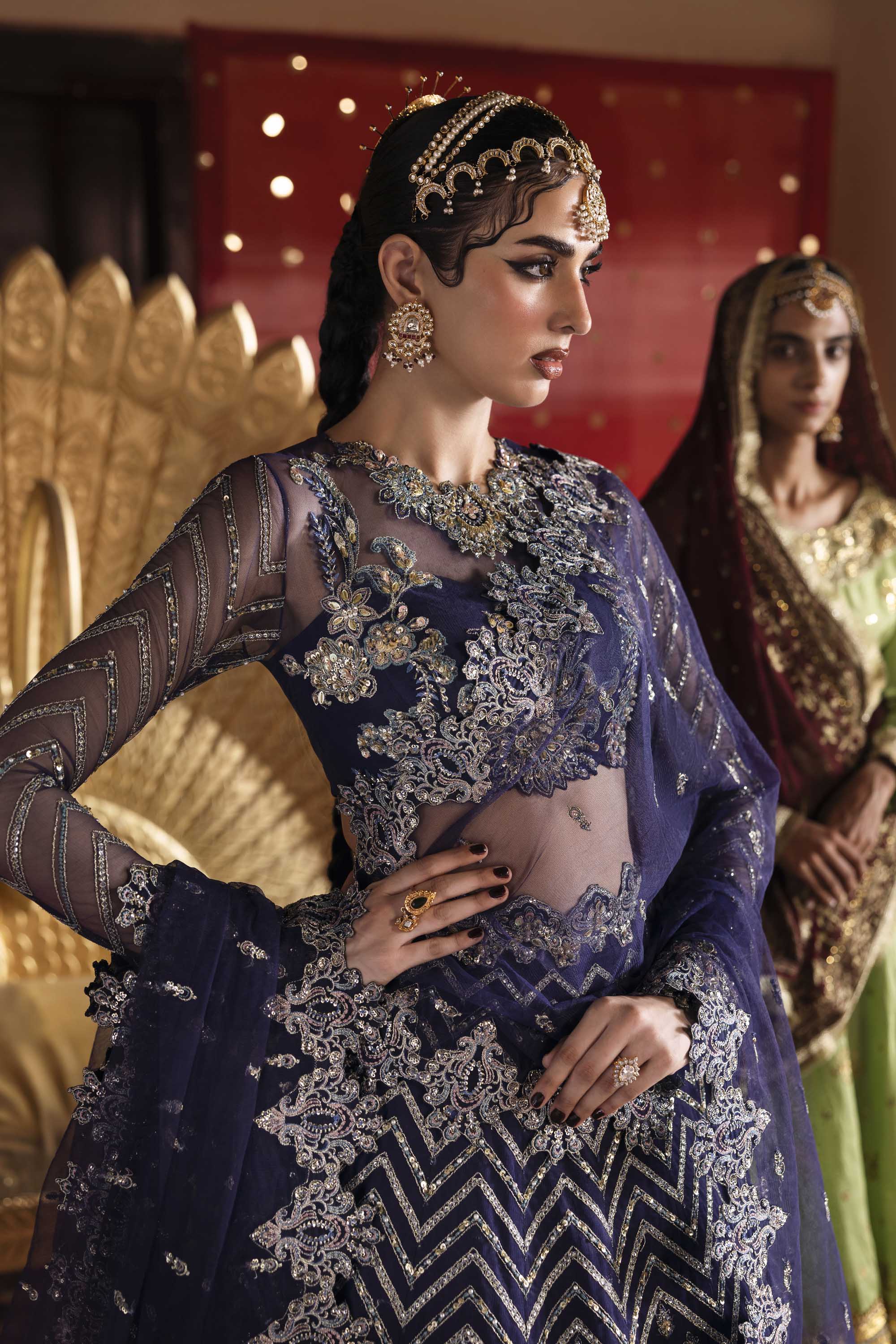 Women Wearing Khanzadi Blue Lehnga Choli For Formals Events - Pakistani Designer Wear For Women In UK | Kifat