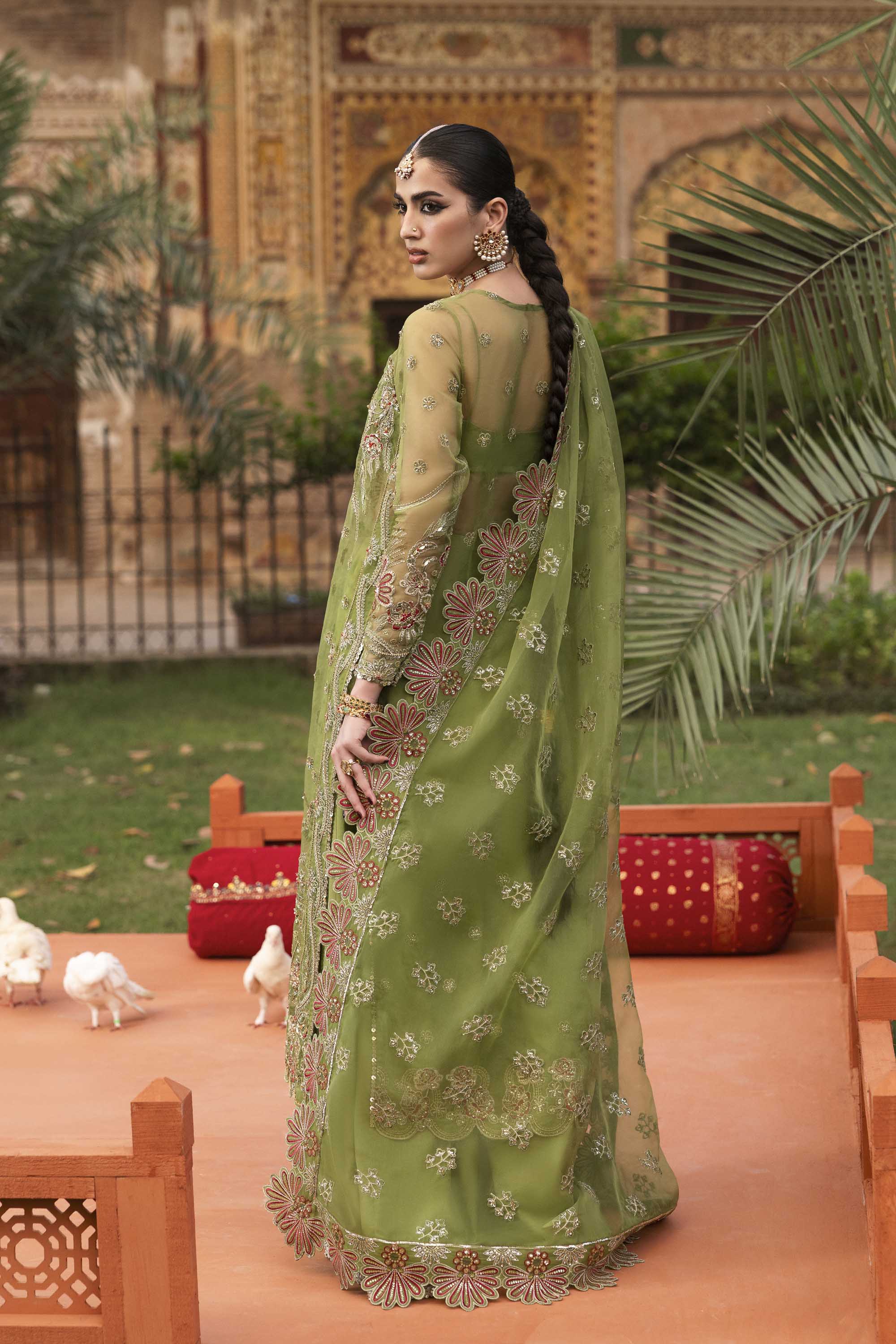 Women Wearing Ambenrin Mehndi Long Shirt For Formals Events - Pakistani Designer Wear For Women In UK | Kifat