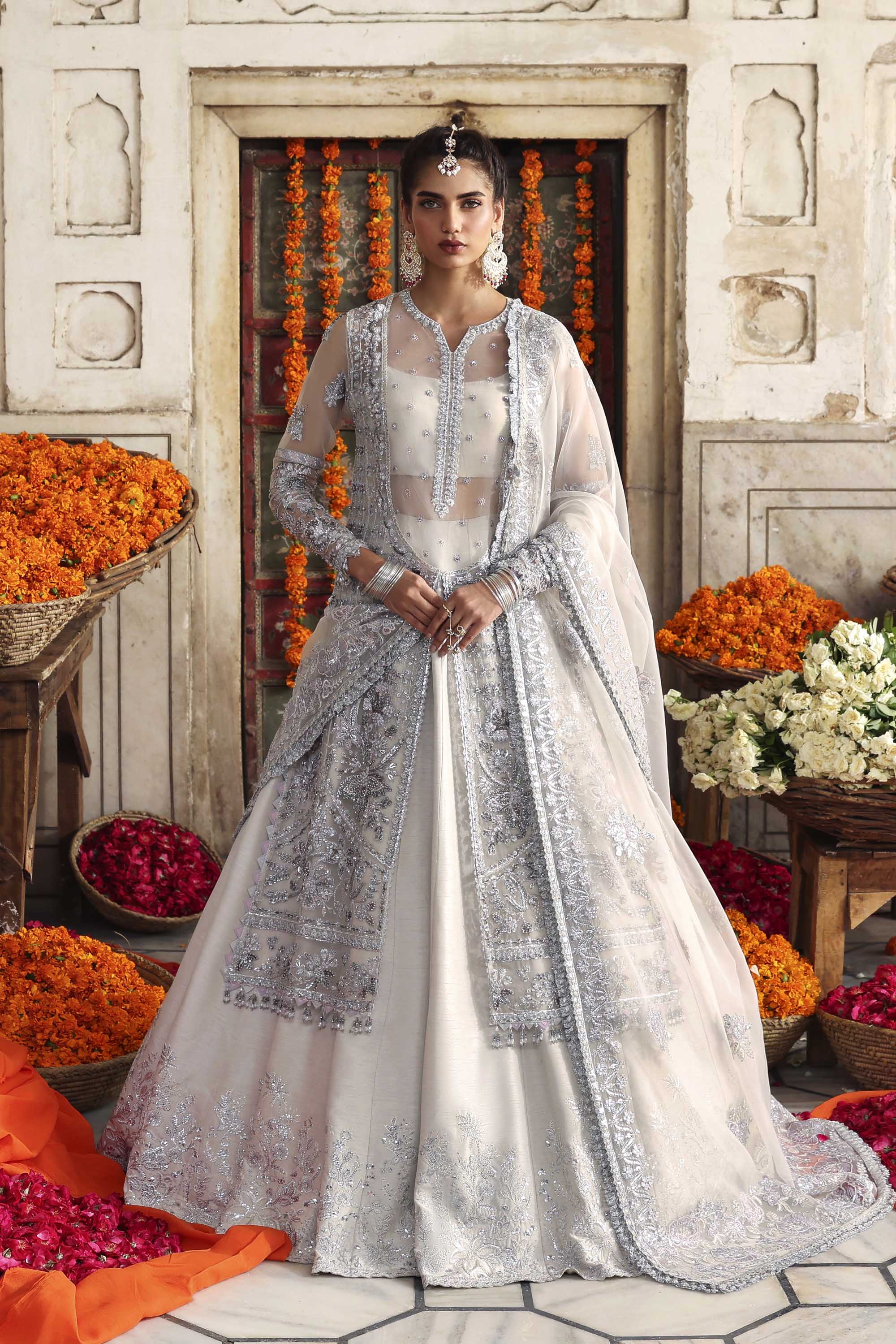Women Wearing Safina Ivory Front Open Shirt For Formals Events - Pakistani Designer Wear For Women In UK | Kifat
