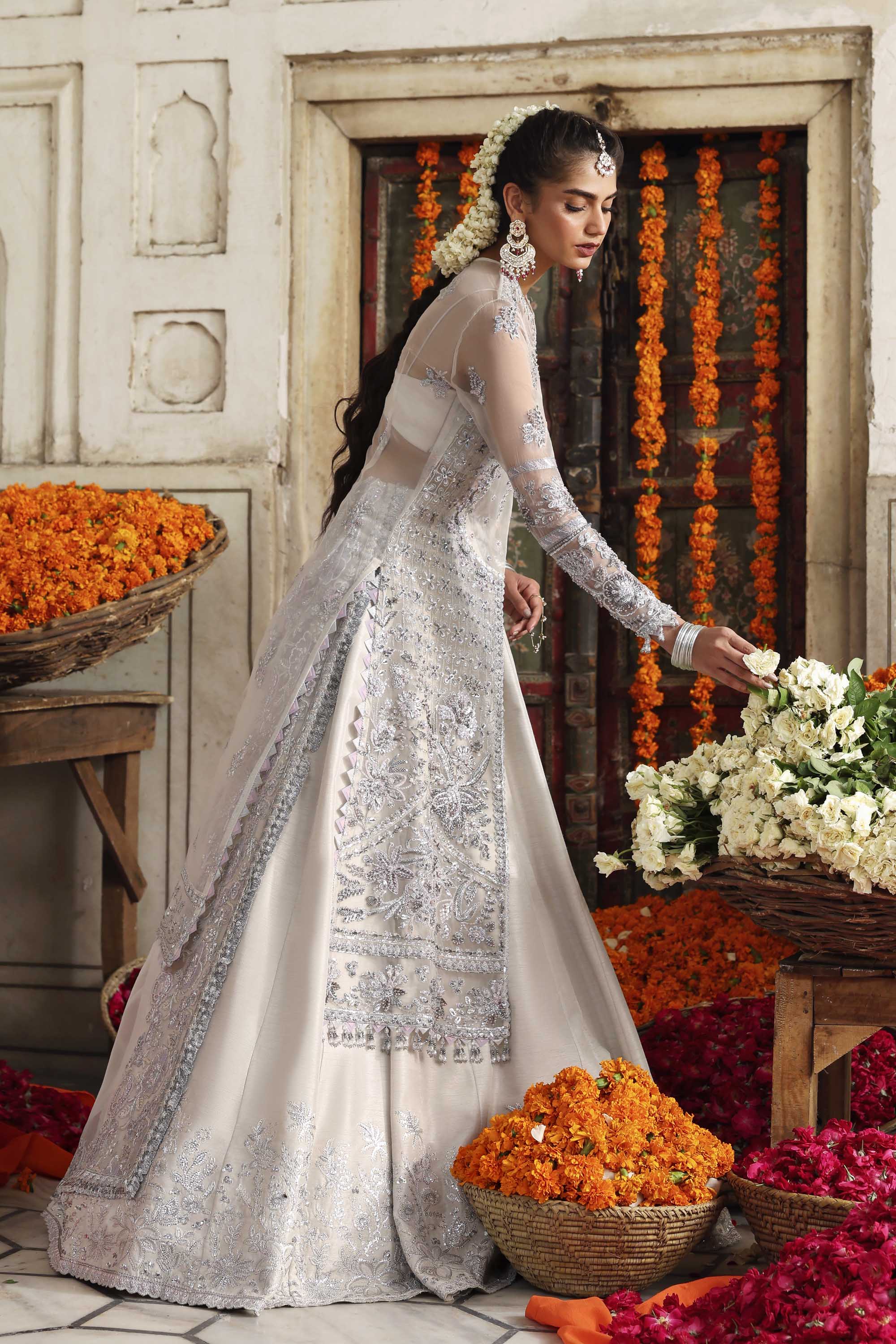 Women Wearing Safina Ivory Front Open Shirt For Formals Events - Pakistani Designer Wear For Women In UK | Kifat