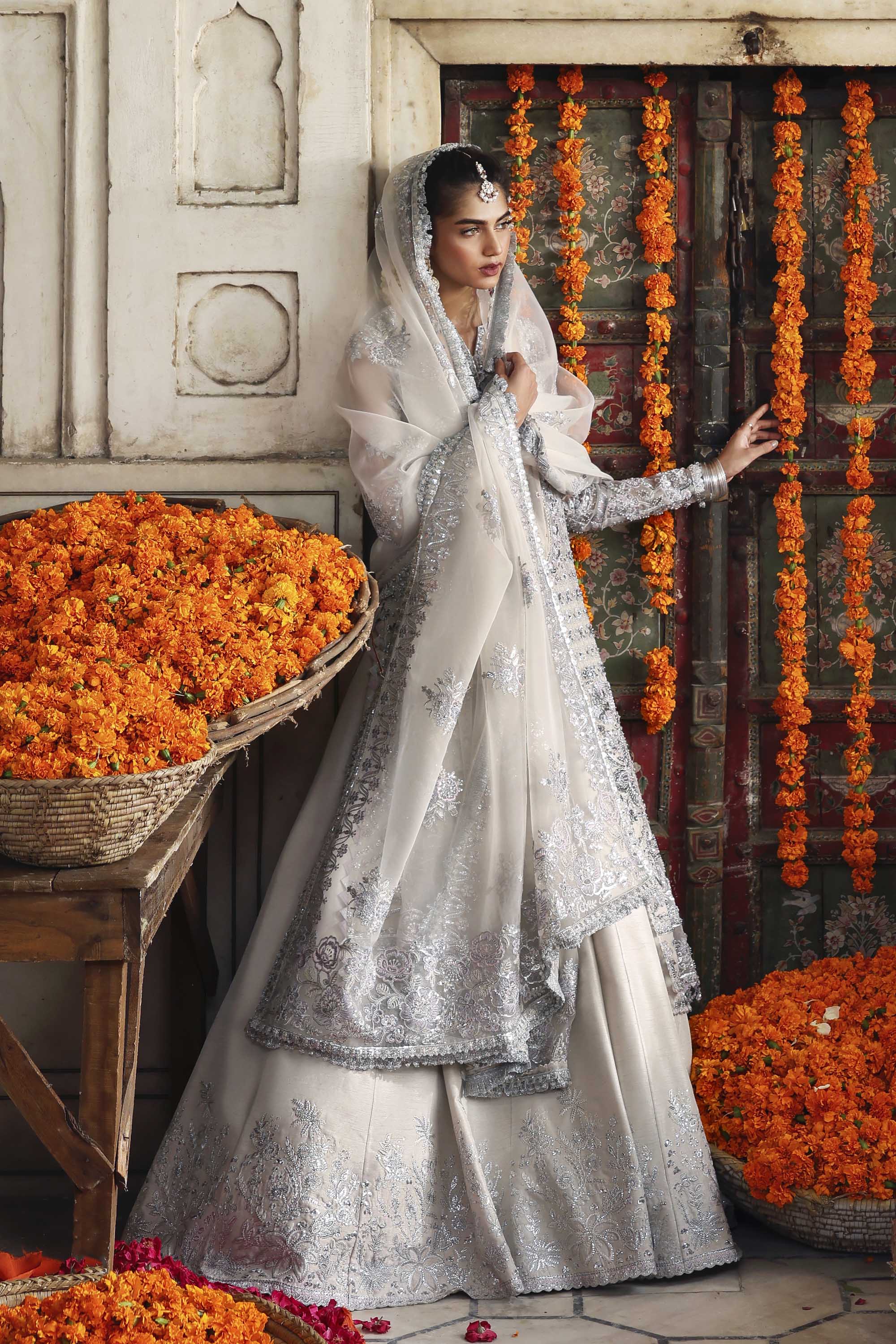 Women Wearing Safina Ivory Front Open Shirt For Formals Events - Pakistani Designer Wear For Women In UK | Kifat