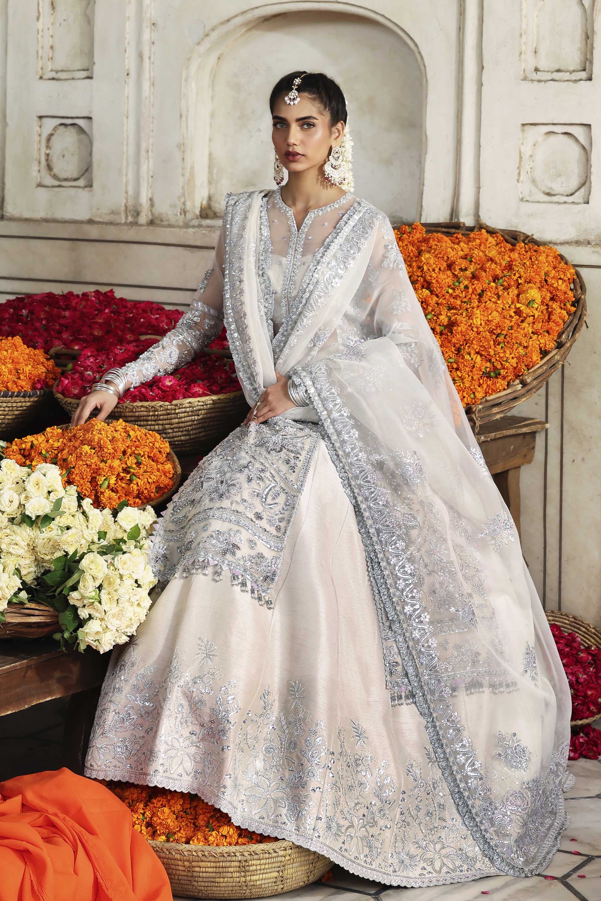 Women Wearing Safina Ivory Front Open Shirt For Formals Events - Pakistani Designer Wear For Women In UK | Kifat