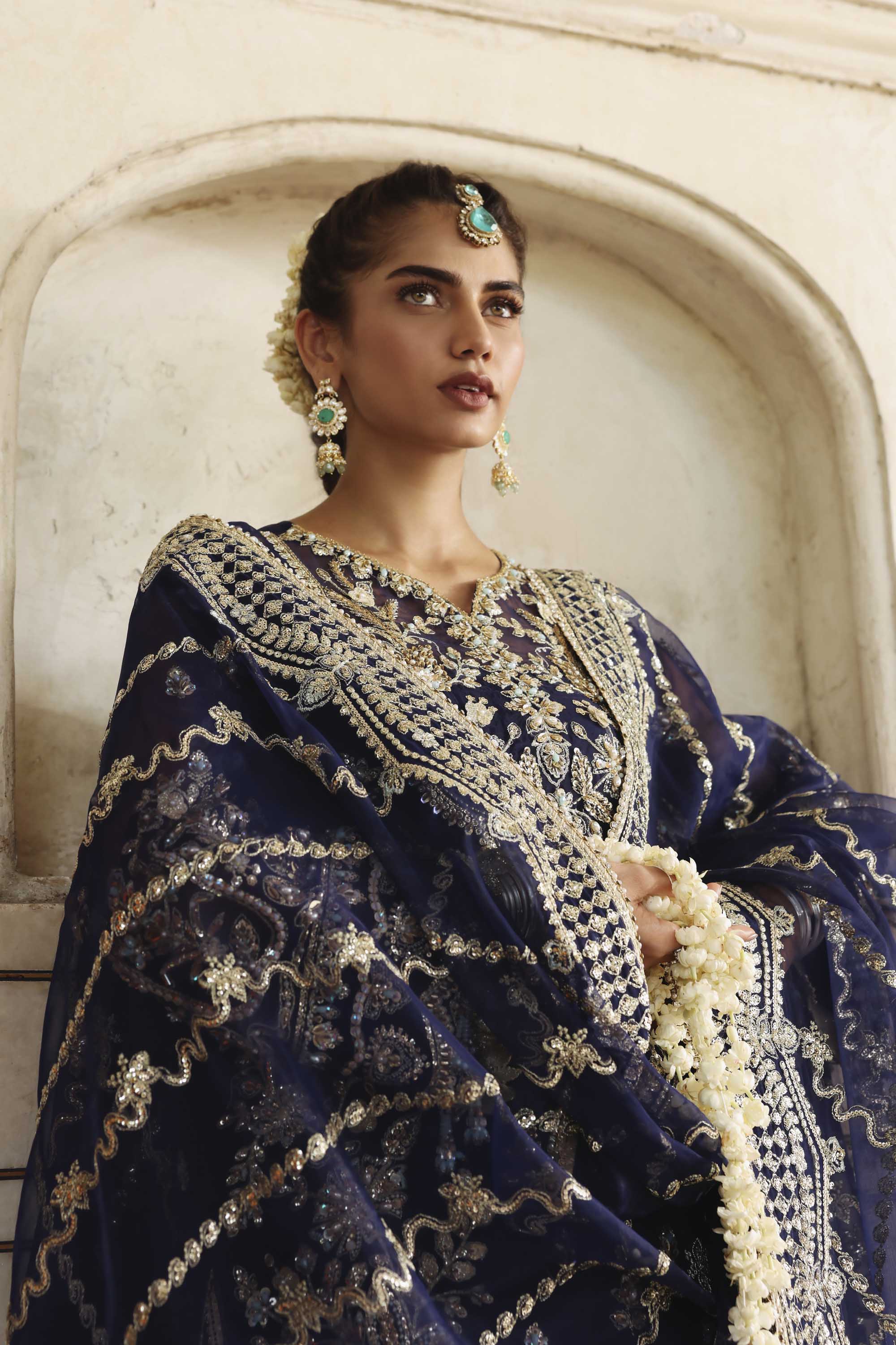 Women Wearing Neelab Blue Long Shirt For Formals Events - Pakistani Designer Wear For Women In UK | Kifat
