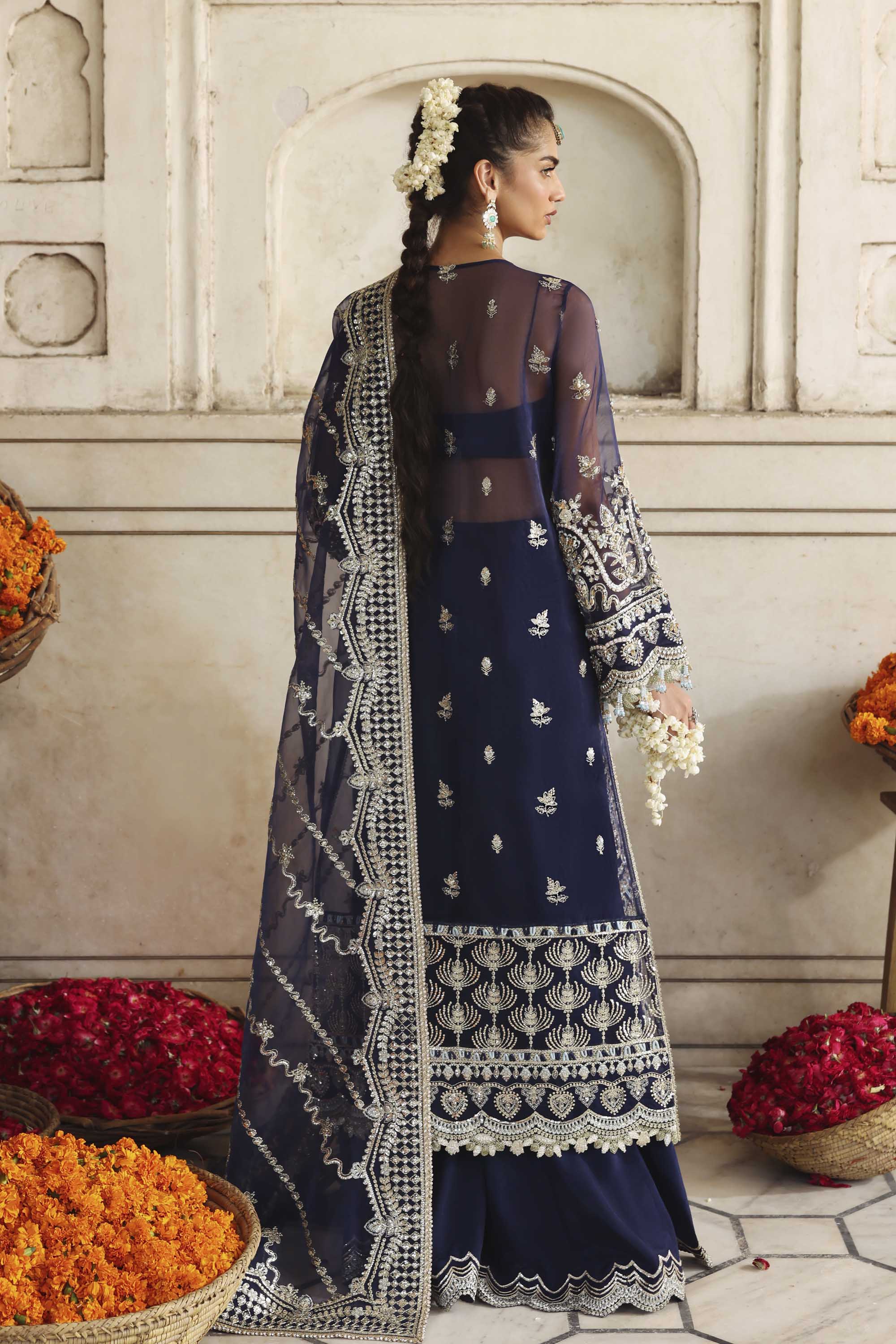 Women Wearing Neelab Blue Long Shirt For Formals Events - Pakistani Designer Wear For Women In UK | Kifat