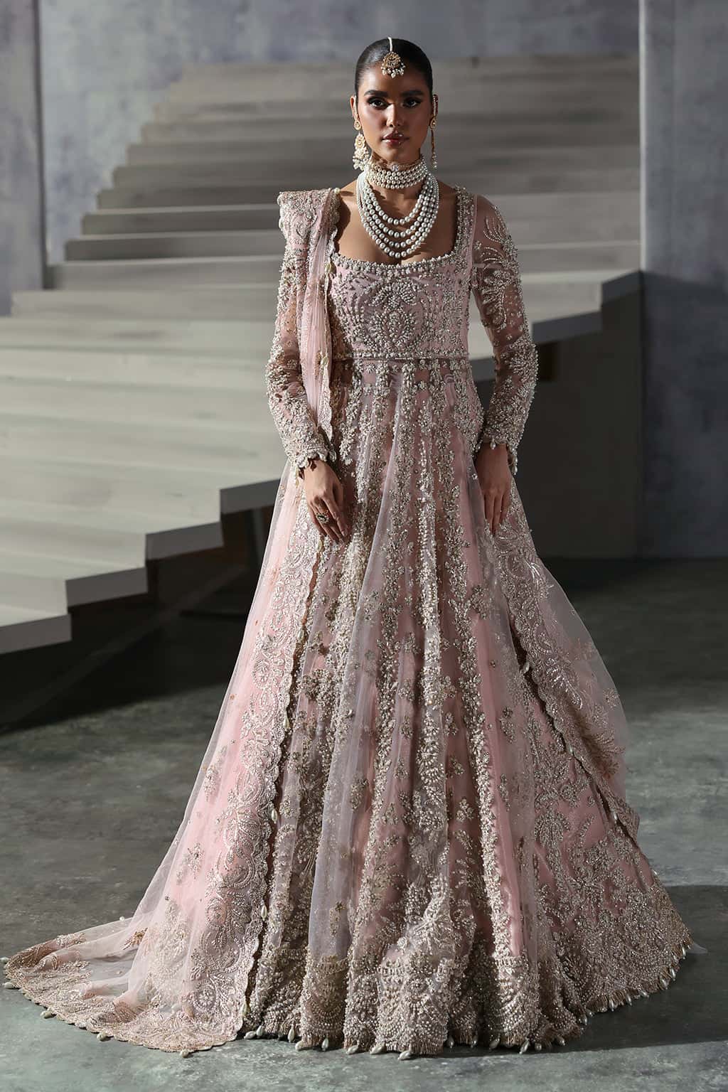 Women Wearing Sofia Light Pink Lehnga  For Bridal Events - Pakistani Designer Wear For Women In Uk | Kifat
