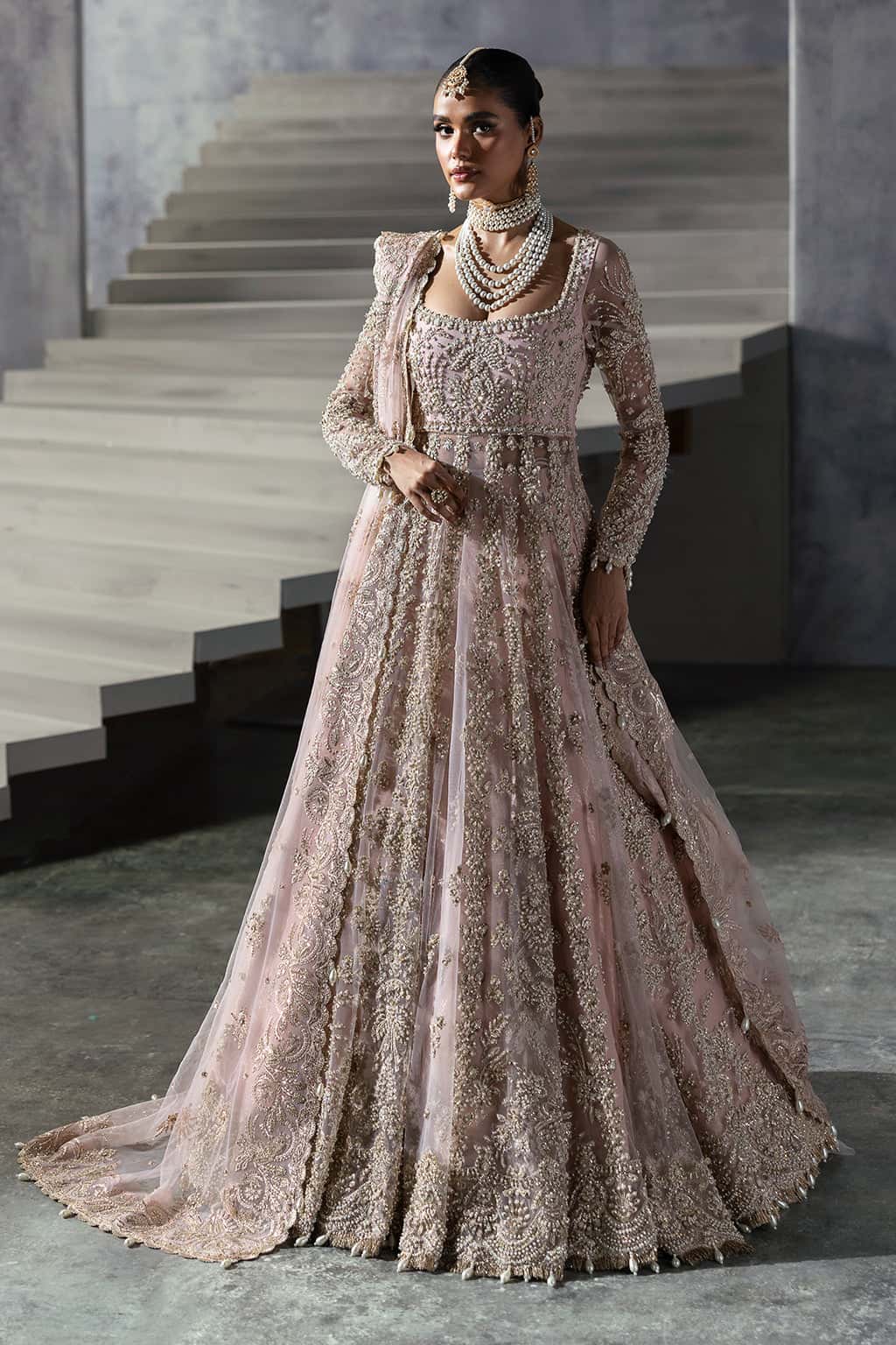 Women Wearing Sofia Light Pink Lehnga  For Bridal Events - Pakistani Designer Wear For Women In Uk | Kifat