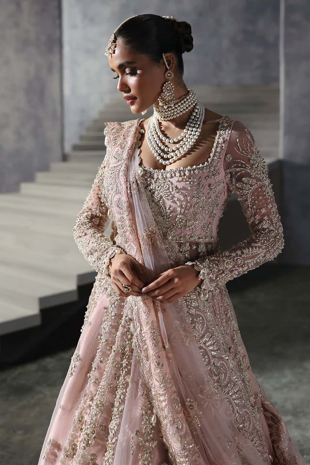 Women Wearing Sofia Light Pink Lehnga  For Bridal Events - Pakistani Designer Wear For Women In Uk | Kifat