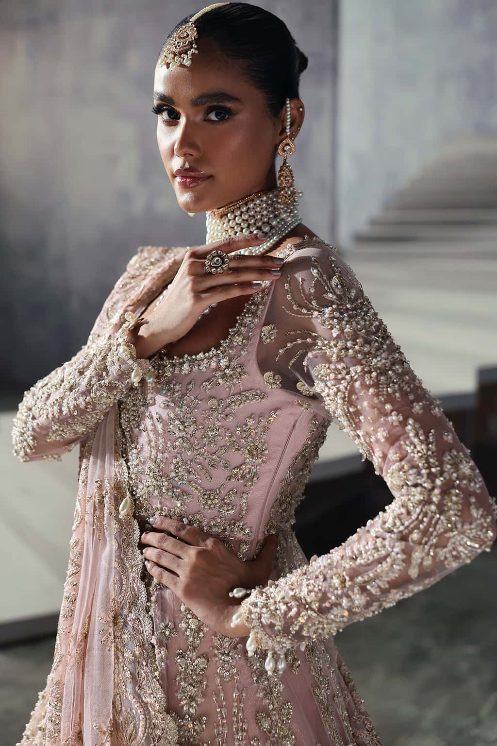 Women Wearing Sofia Light Pink Lehnga  For Bridal Events - Pakistani Designer Wear For Women In Uk | Kifat