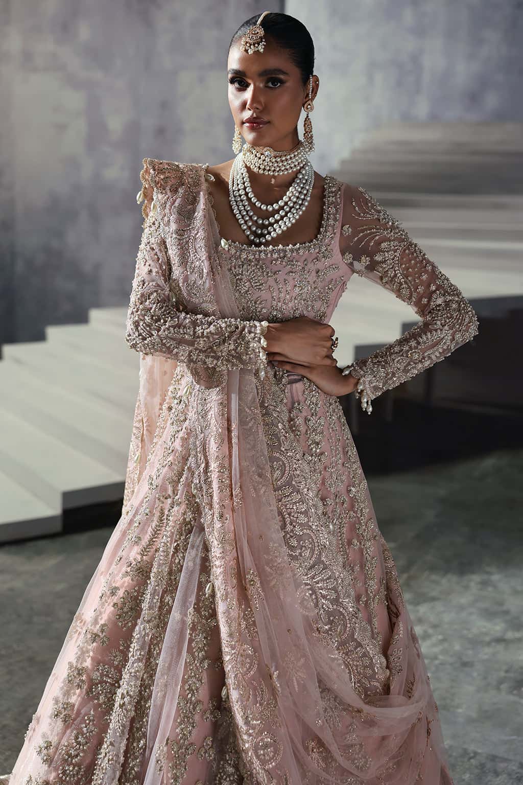 Women Wearing Sofia Light Pink Lehnga  For Bridal Events - Pakistani Designer Wear For Women In Uk | Kifat