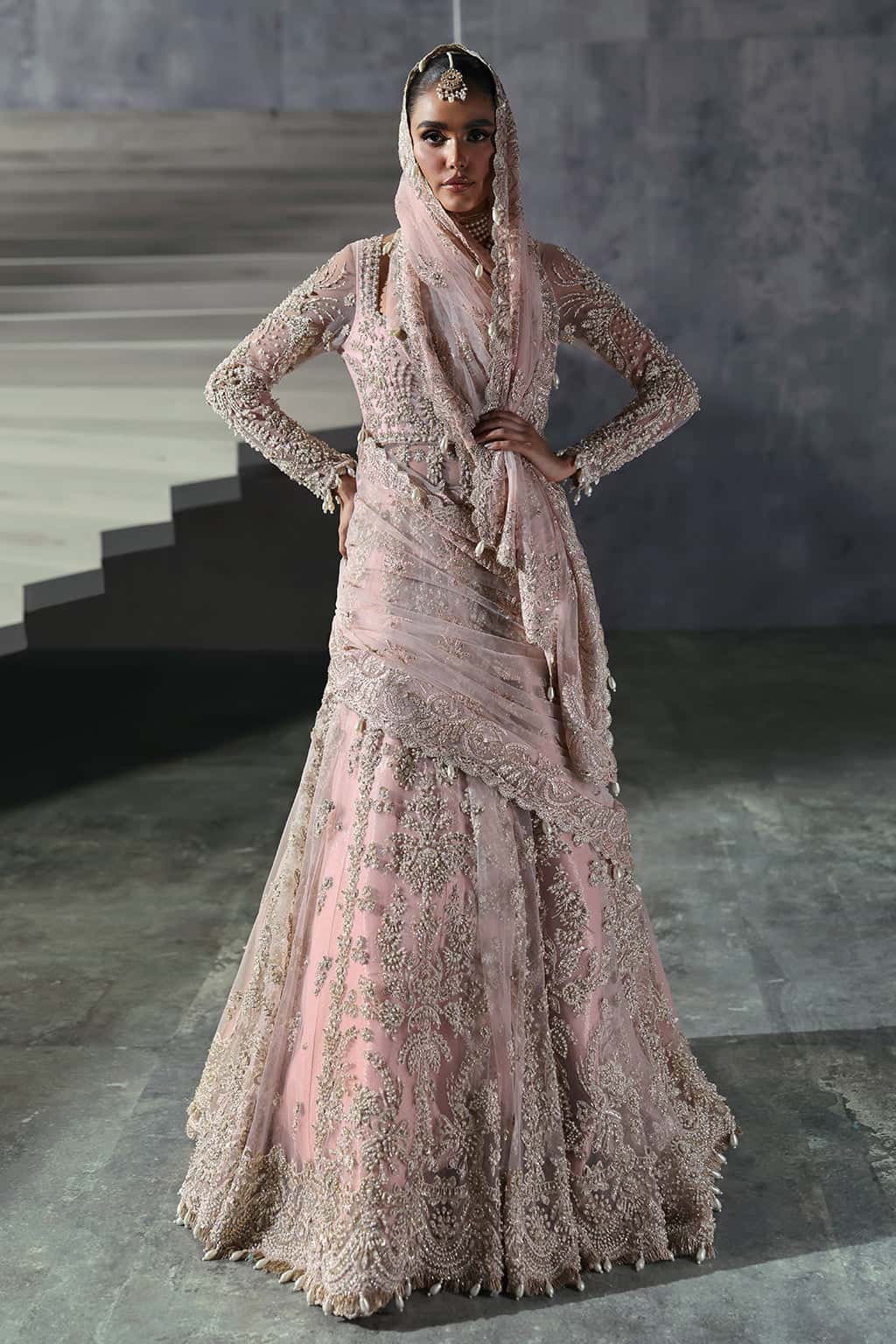 Women Wearing Sofia Light Pink Lehnga  For Bridal Events - Pakistani Designer Wear For Women In Uk | Kifat