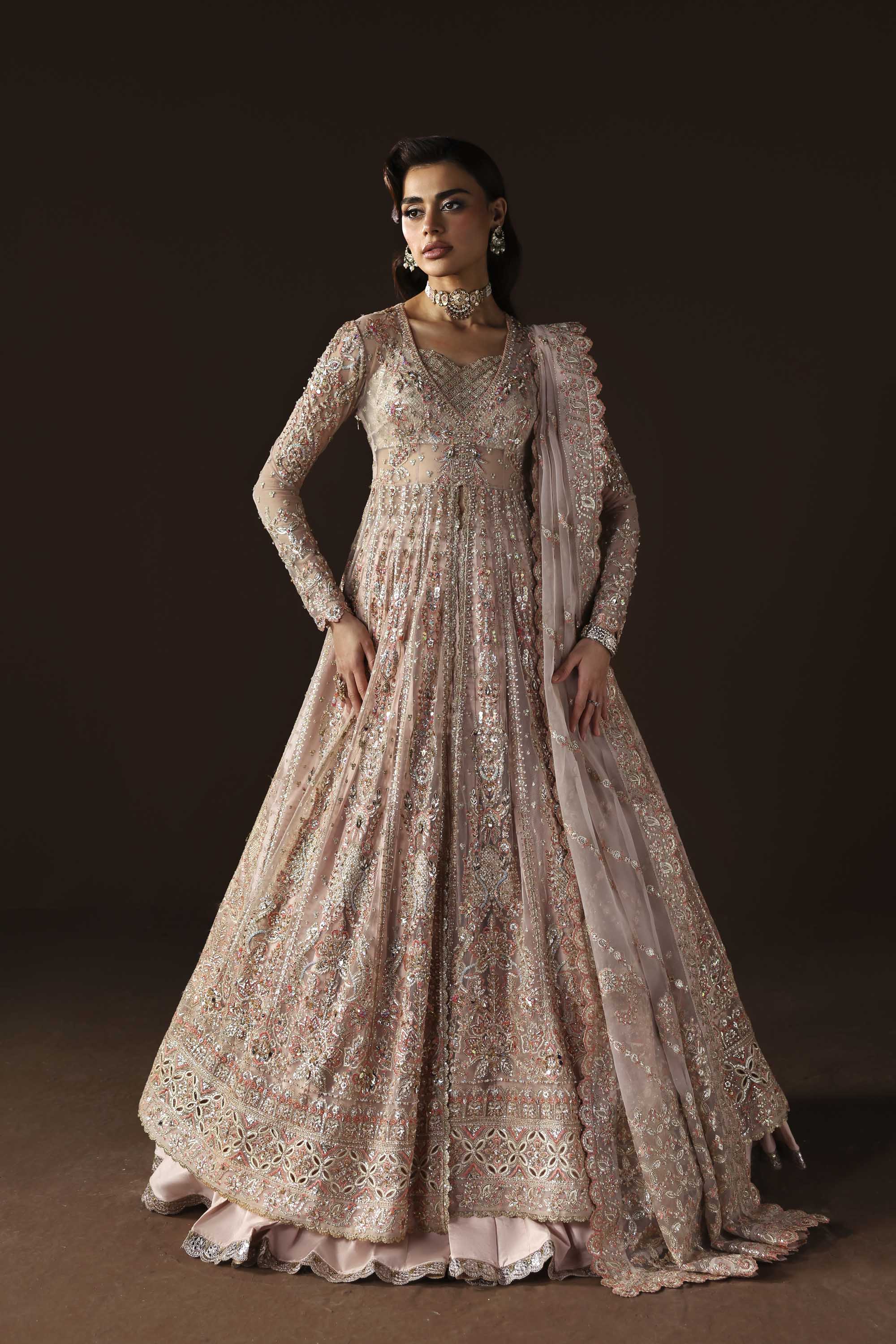 Women Wearing Ember Pink Peshwas For Luxury Formals Events - Pakistani Designer Wear For Women In UK | Kifat