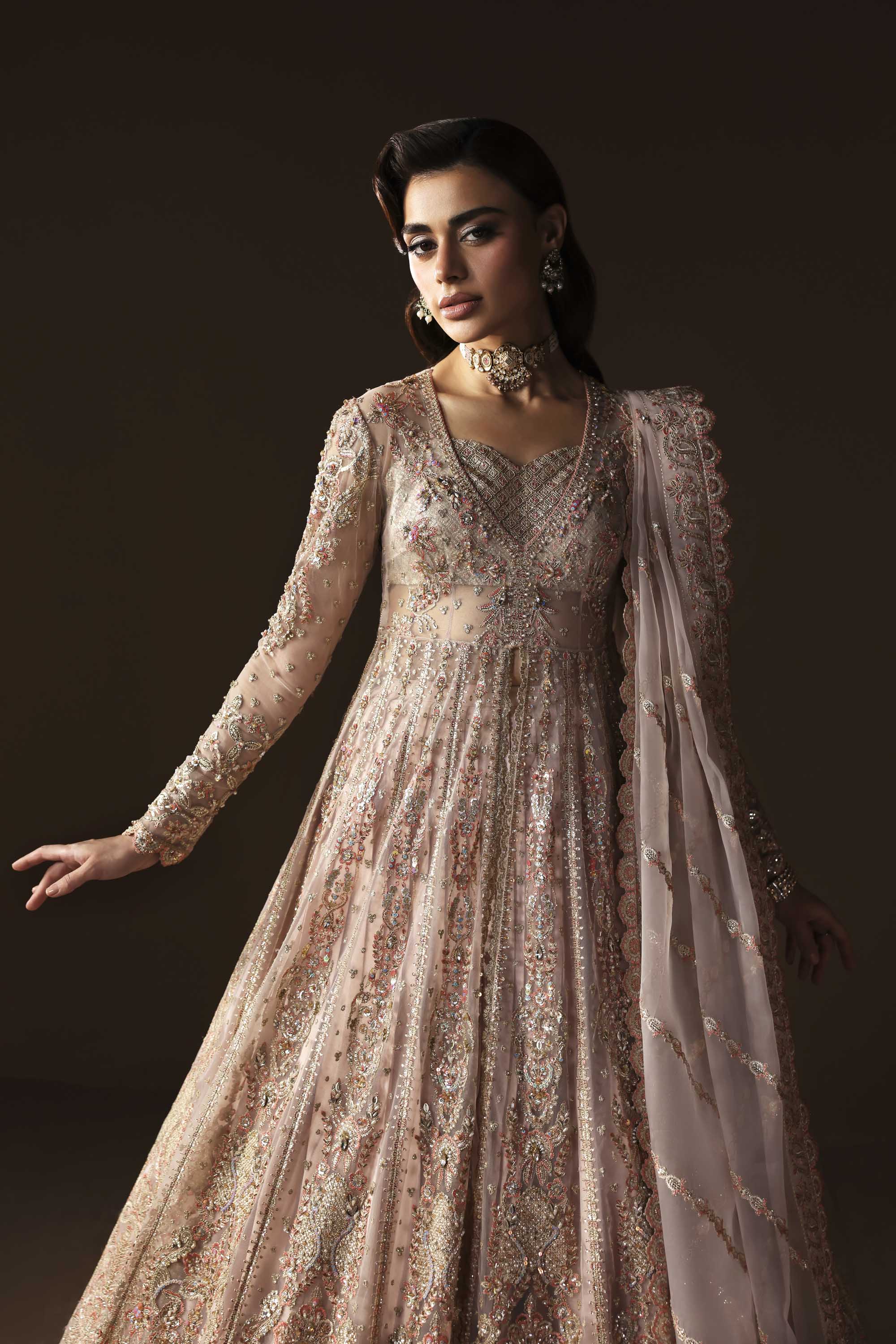 Women Wearing Ember Pink Peshwas For Luxury Formals Events - Pakistani Designer Wear For Women In UK | Kifat