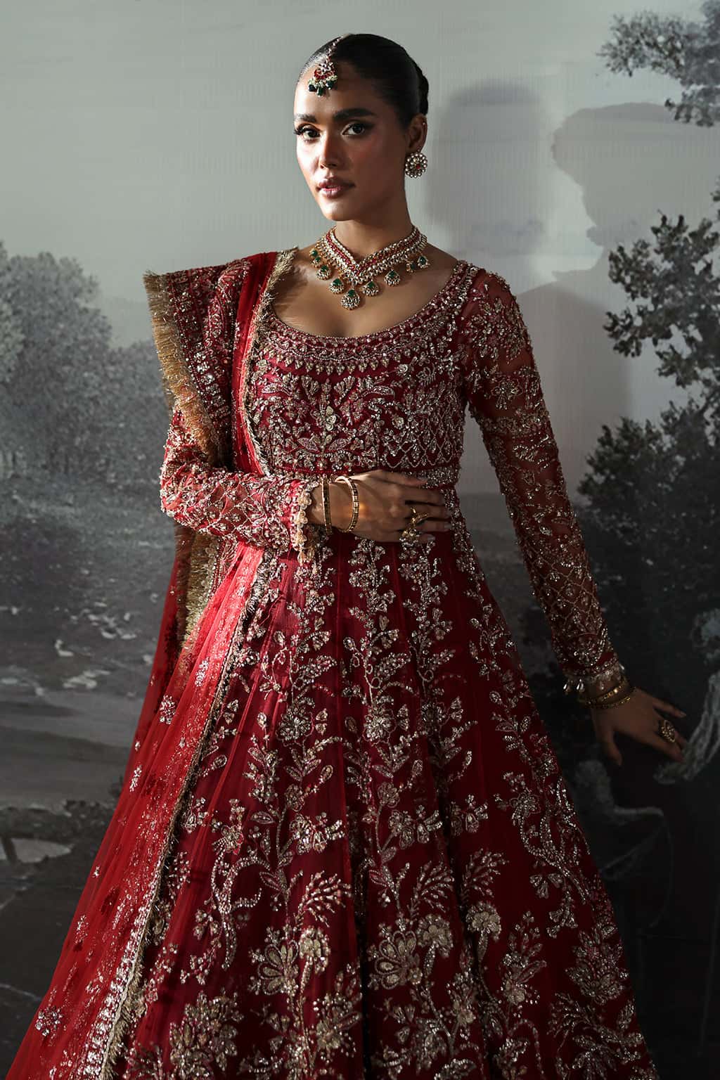 Women Wearing Anastasia Red Lehnga  For Bridal Events - Pakistani Designer Wear For Women In Uk | Kifat