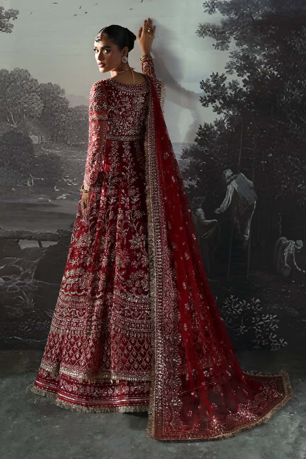 Women Wearing Anastasia Red Lehnga  For Bridal Events - Pakistani Designer Wear For Women In Uk | Kifat
