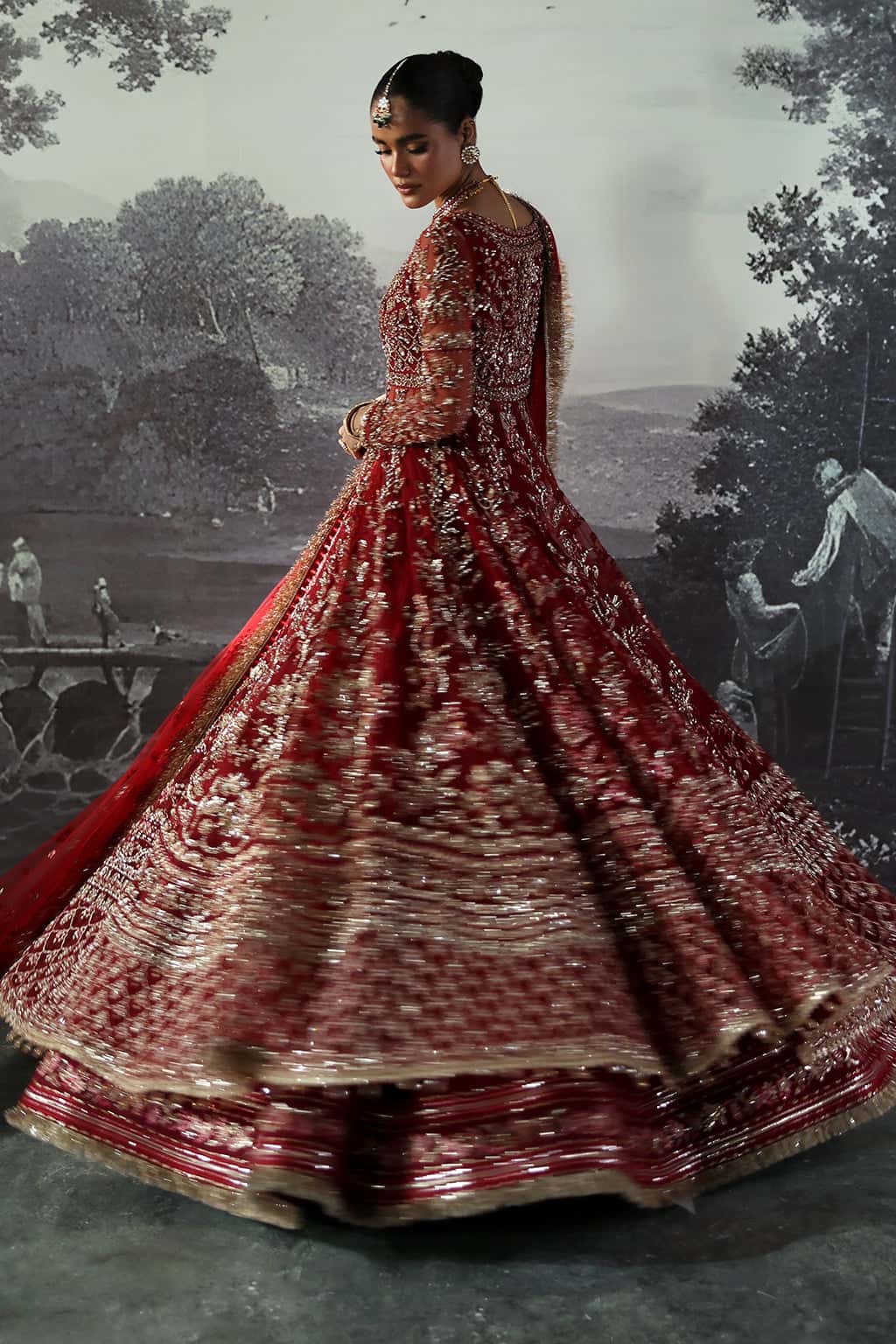 Women Wearing Anastasia Red Lehnga  For Bridal Events - Pakistani Designer Wear For Women In Uk | Kifat