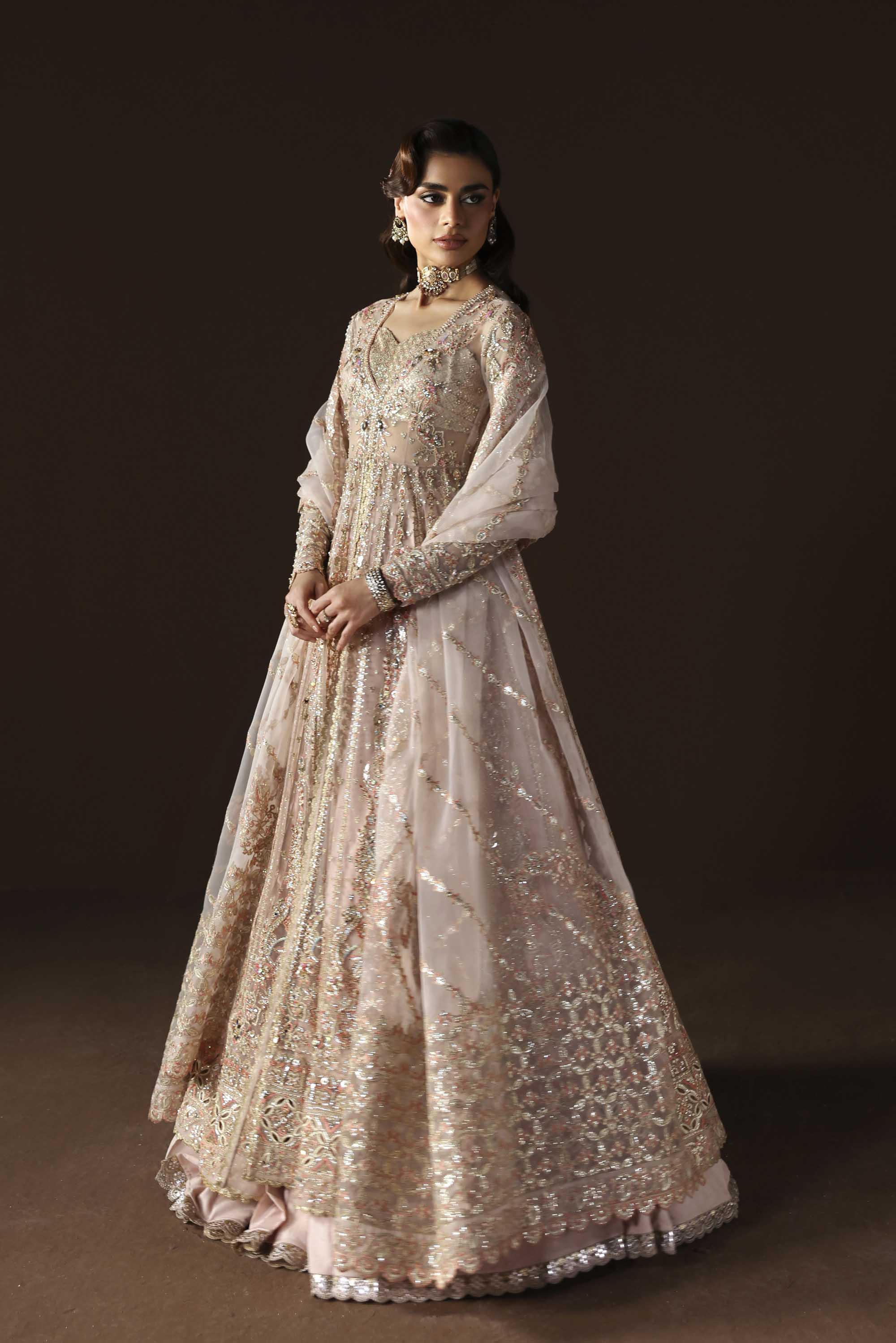 Women Wearing Ember Pink Peshwas For Luxury Formals Events - Pakistani Designer Wear For Women In UK | Kifat