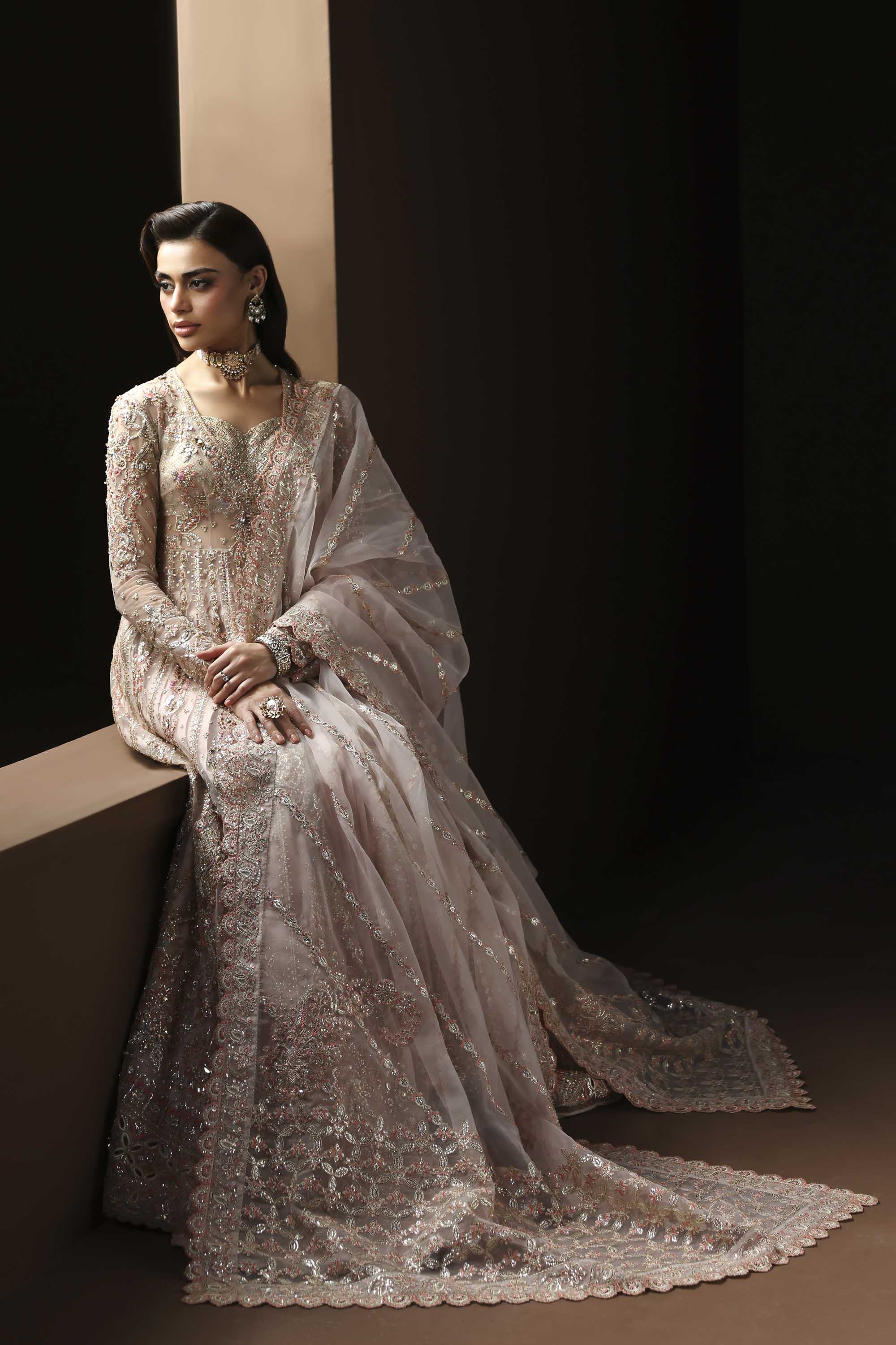 Women Wearing Ember Pink Peshwas For Luxury Formals Events - Pakistani Designer Wear For Women In UK | Kifat