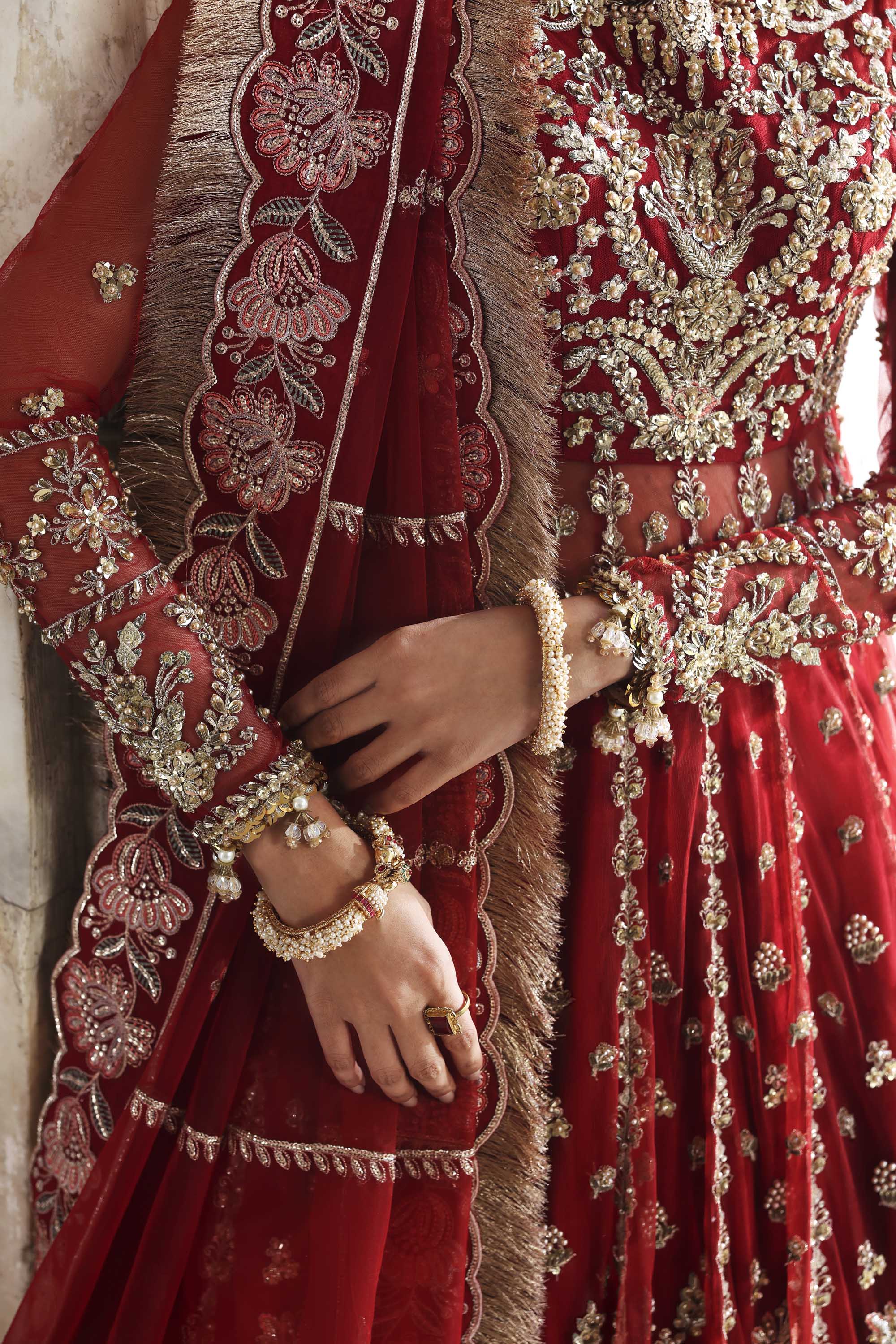 Women Wearing Sarmast Red Peshwas For Formals Events - Pakistani Designer Wear For Women In UK | Kifat