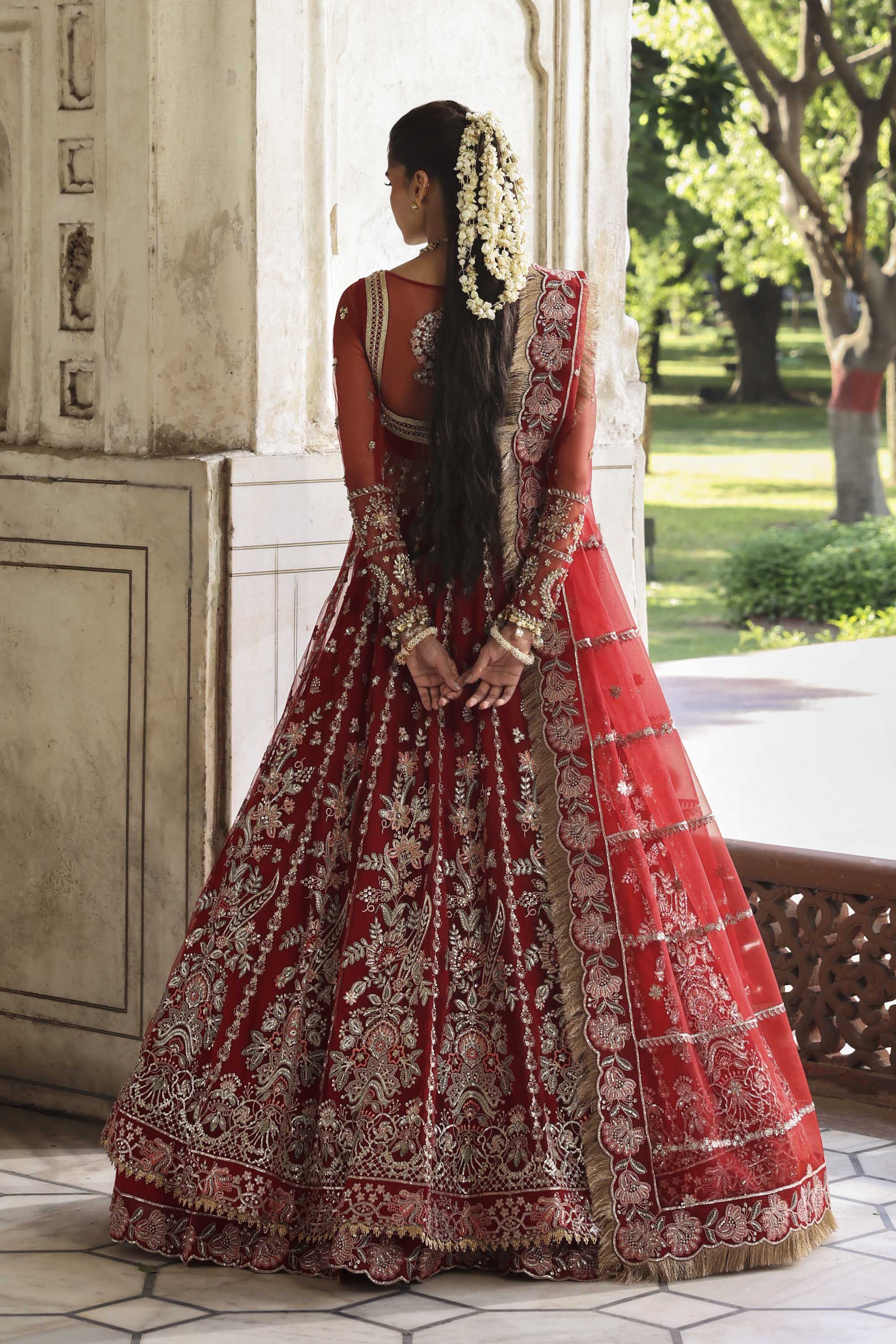 Women Wearing Sarmast Red Peshwas For Formals Events - Pakistani Designer Wear For Women In UK | Kifat