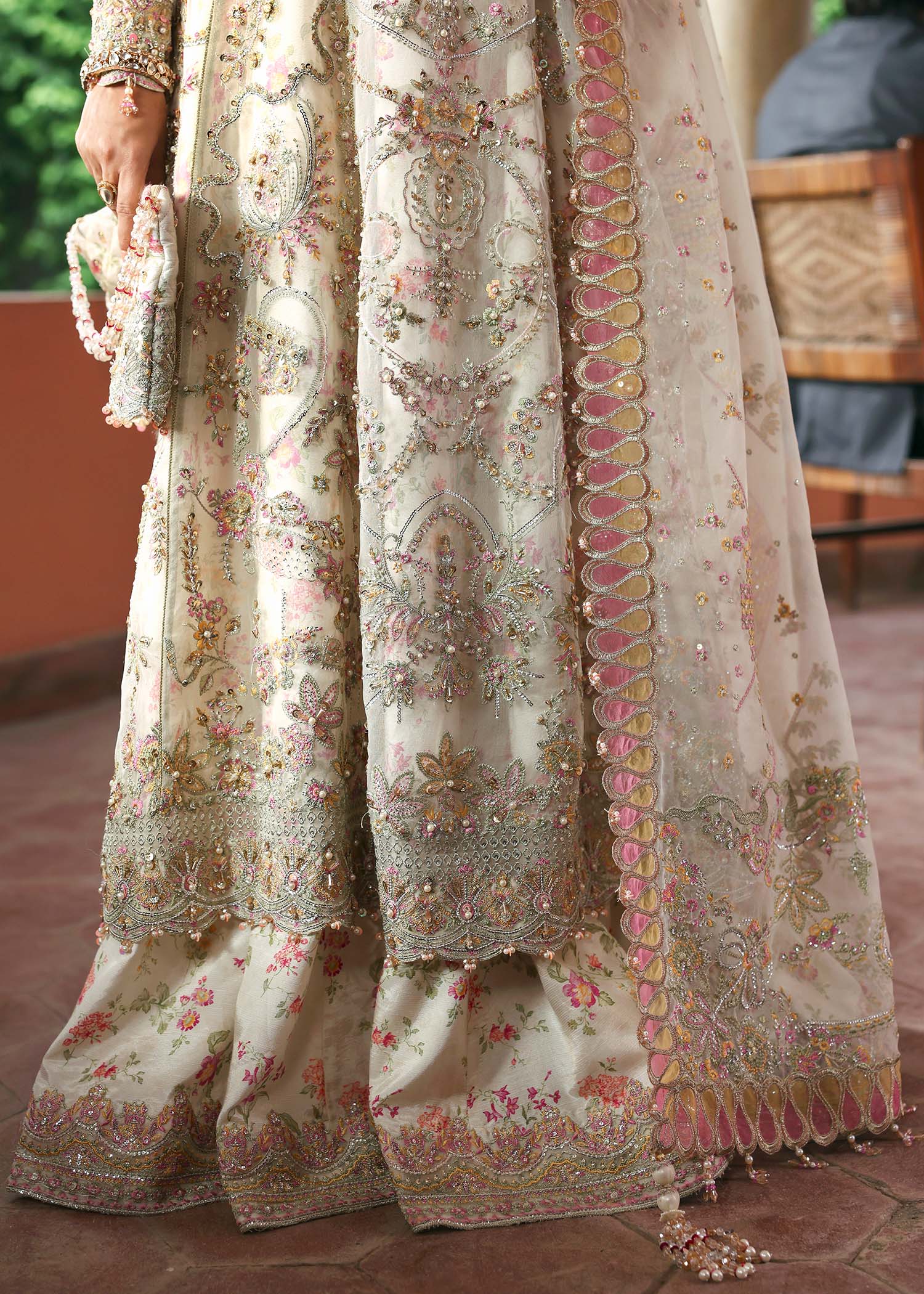 Kanwal Malik Chanda Ivory Pishwas for Bridal wear, Guest of Formal Wedding - Pakistani Designer Wear for Women in UK | Kifat