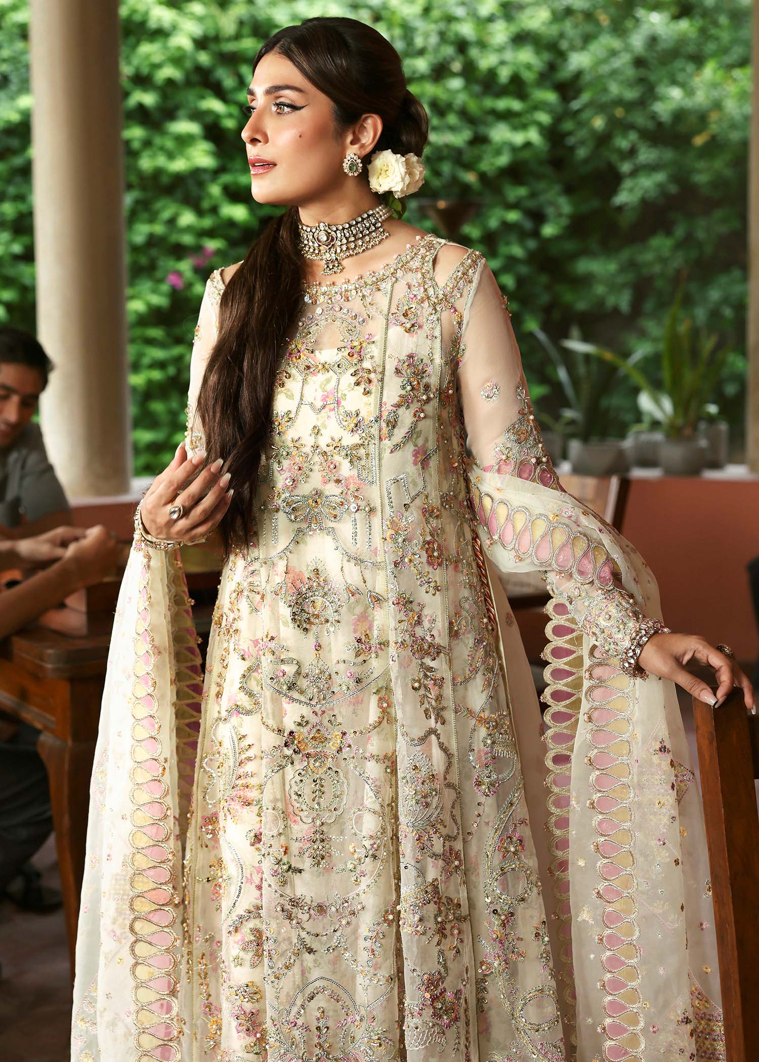 Kanwal Malik Chanda Ivory Pishwas for Bridal wear, Guest of Formal Wedding - Pakistani Designer Wear for Women in UK | Kifat
