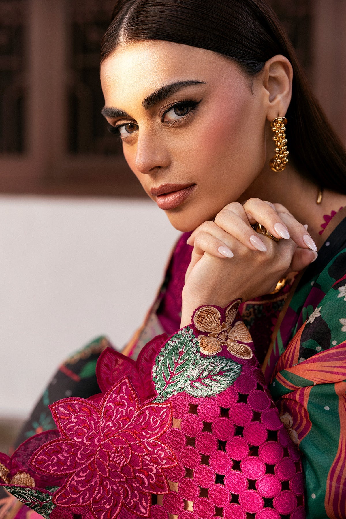 Women Wearing Embroidered Luxury Lawn SL26-D01 Purple Long Shirt for Festive Events - Pakistani Designer Wear for Women in UK | Kifat