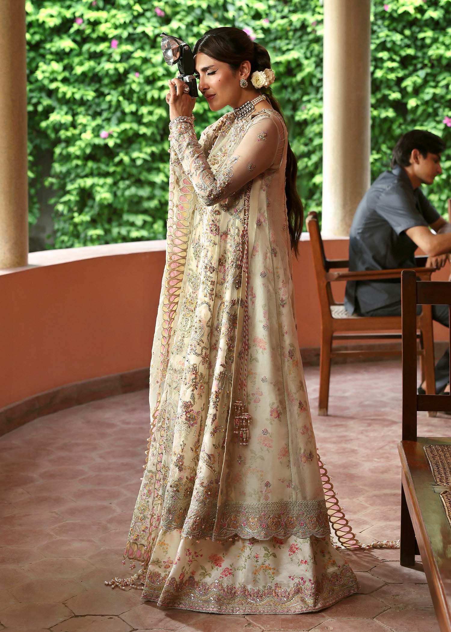 Kanwal Malik Chanda Ivory Pishwas for Bridal wear, Guest of Formal Wedding - Pakistani Designer Wear for Women in UK | Kifat