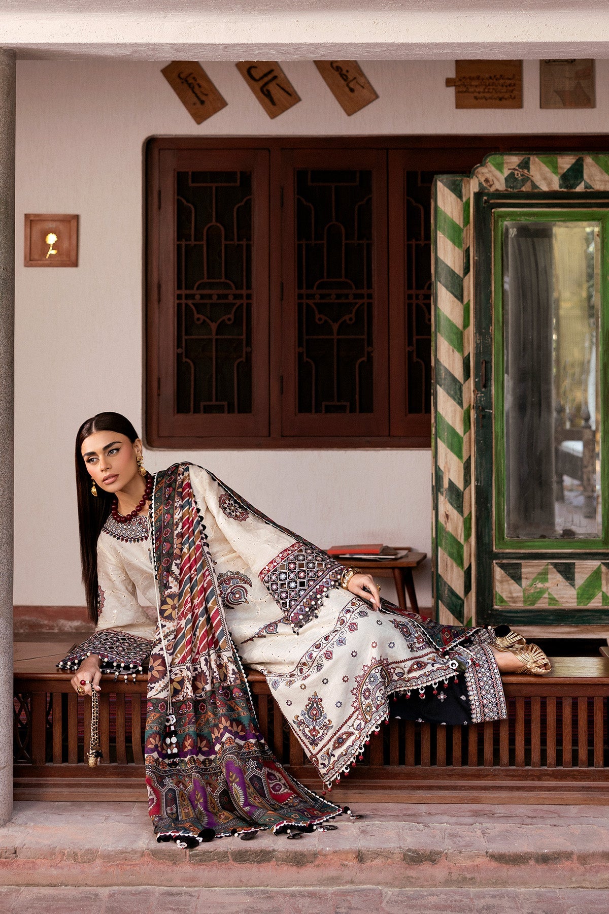 Women Wearing Embroidered Luxury Lawn SL26-D02 White Long Shirt for Festive Events - Pakistani Designer Wear for Women in UK | Kifat